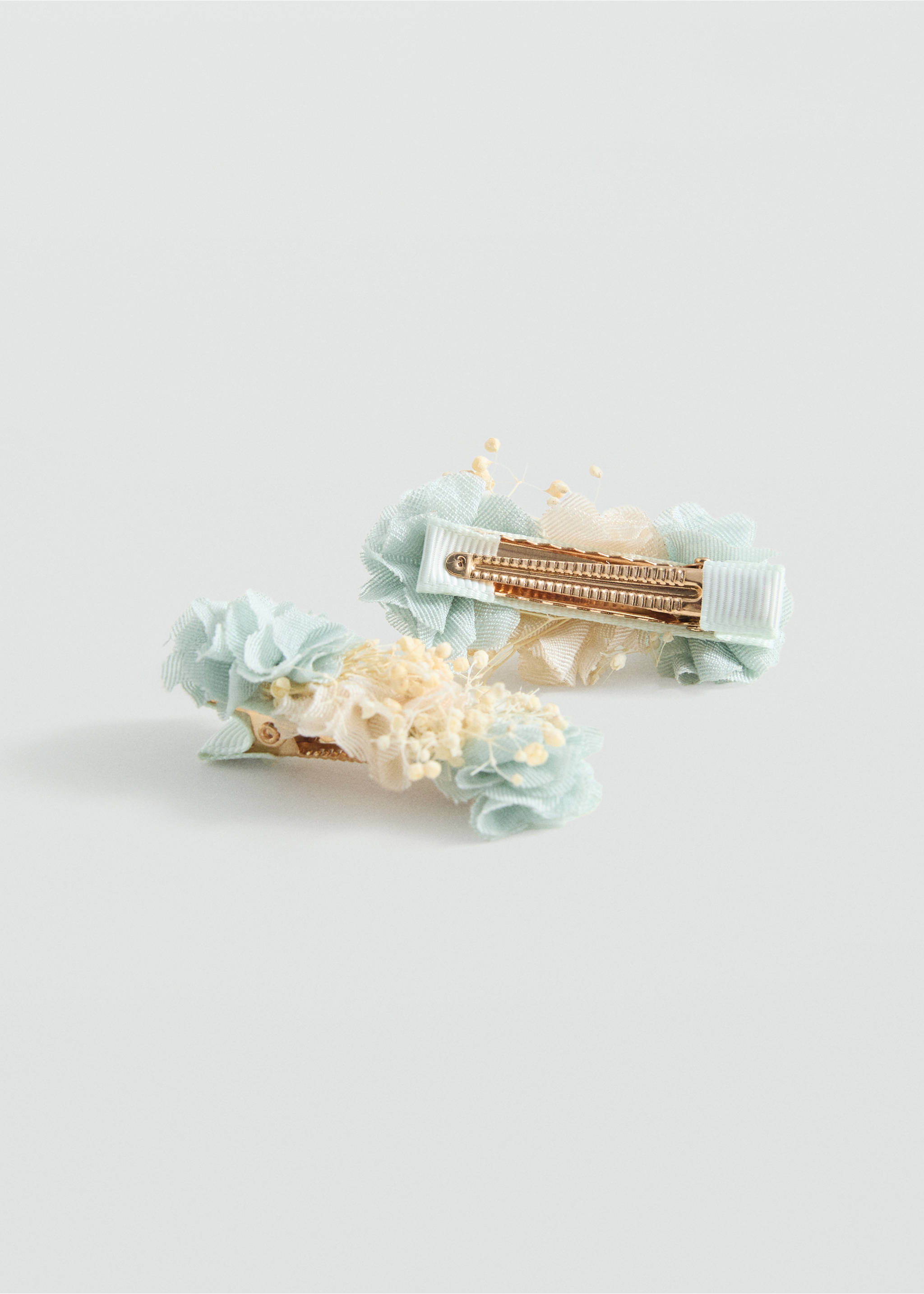 Pack of 2 floral hair clips - Medium plane, Aqua Green. Ref: 87053649-00.