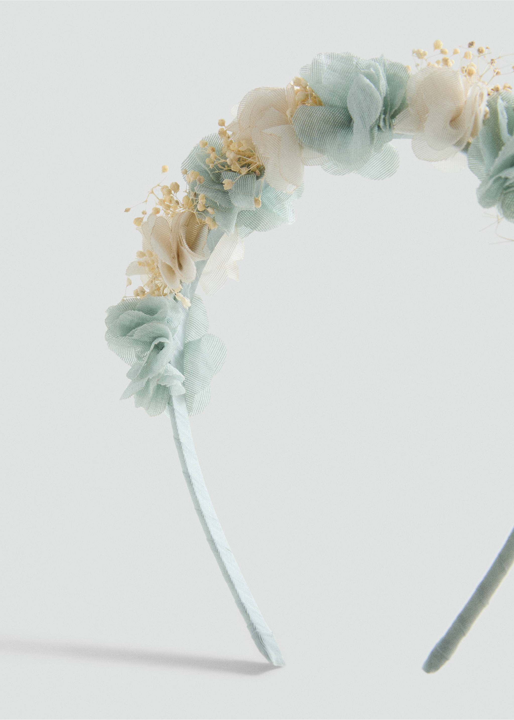 Flower hairband - Details of the article 1, Aqua Green. Ref: 87053650-00.