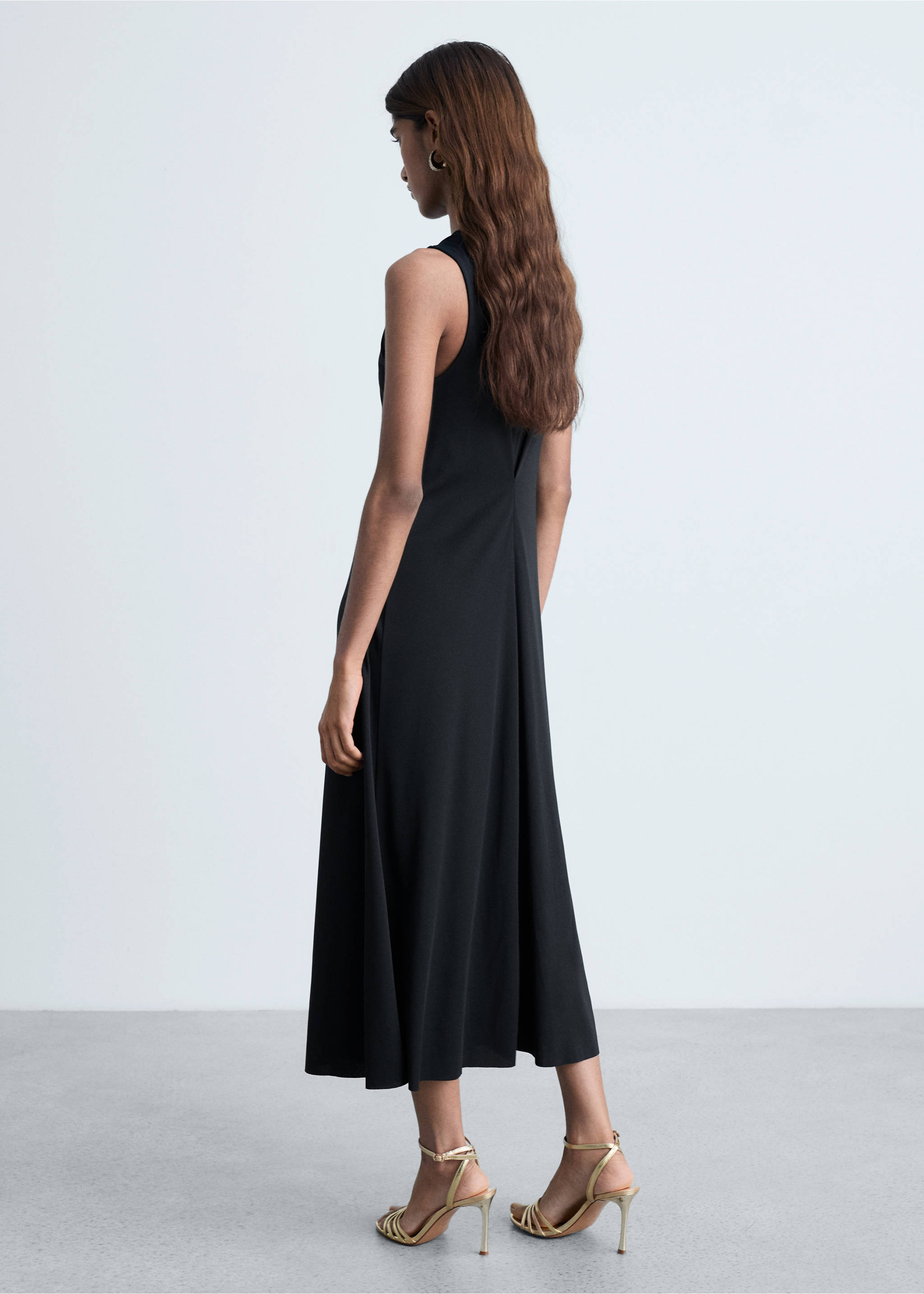 V-neck knitted dress - Reverse of the article, Black. Ref: 87054064-00.