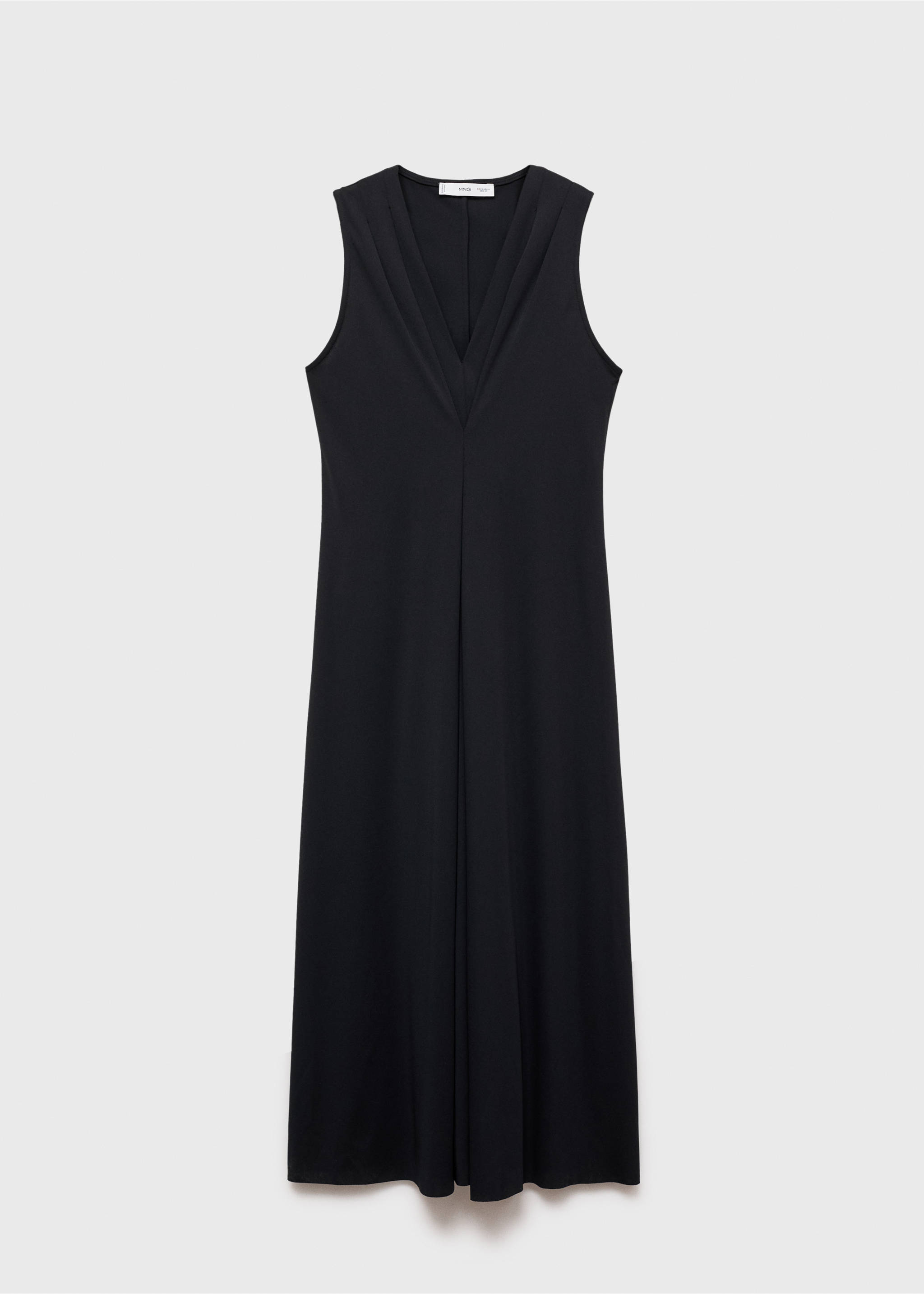 V-neck knitted dress - Article without model, Black. Ref: 87054064-00.