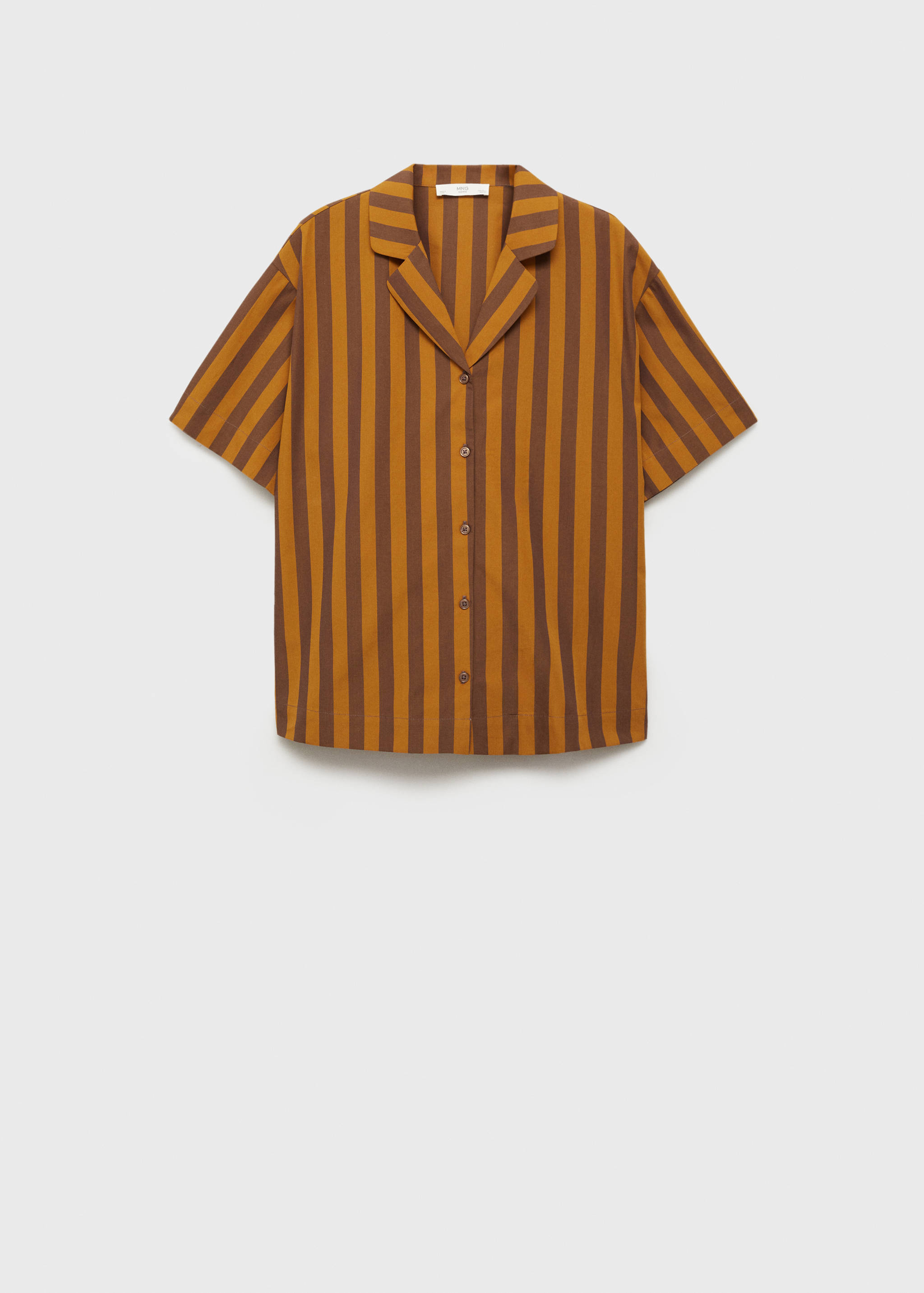 Two-tone woven striped short shirt - Article without model