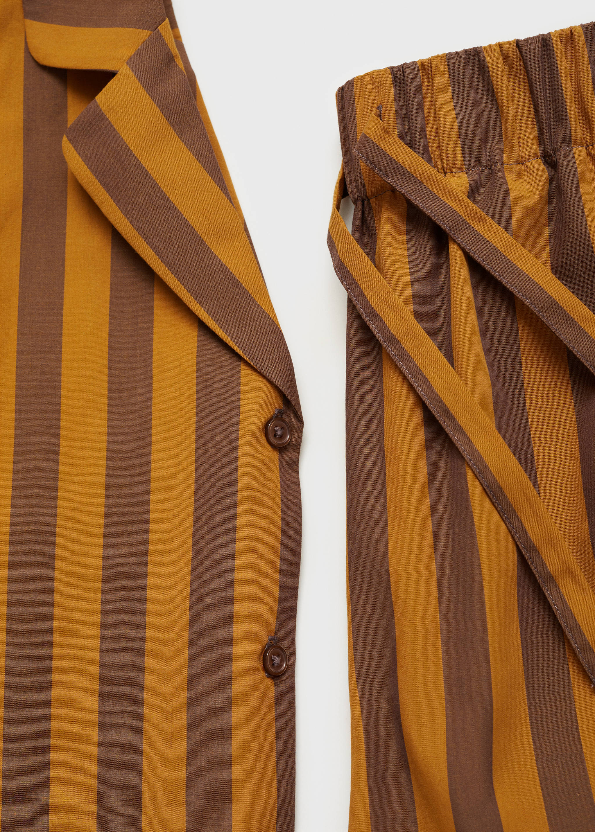 Two-tone woven striped short shirt - Details of the article 0