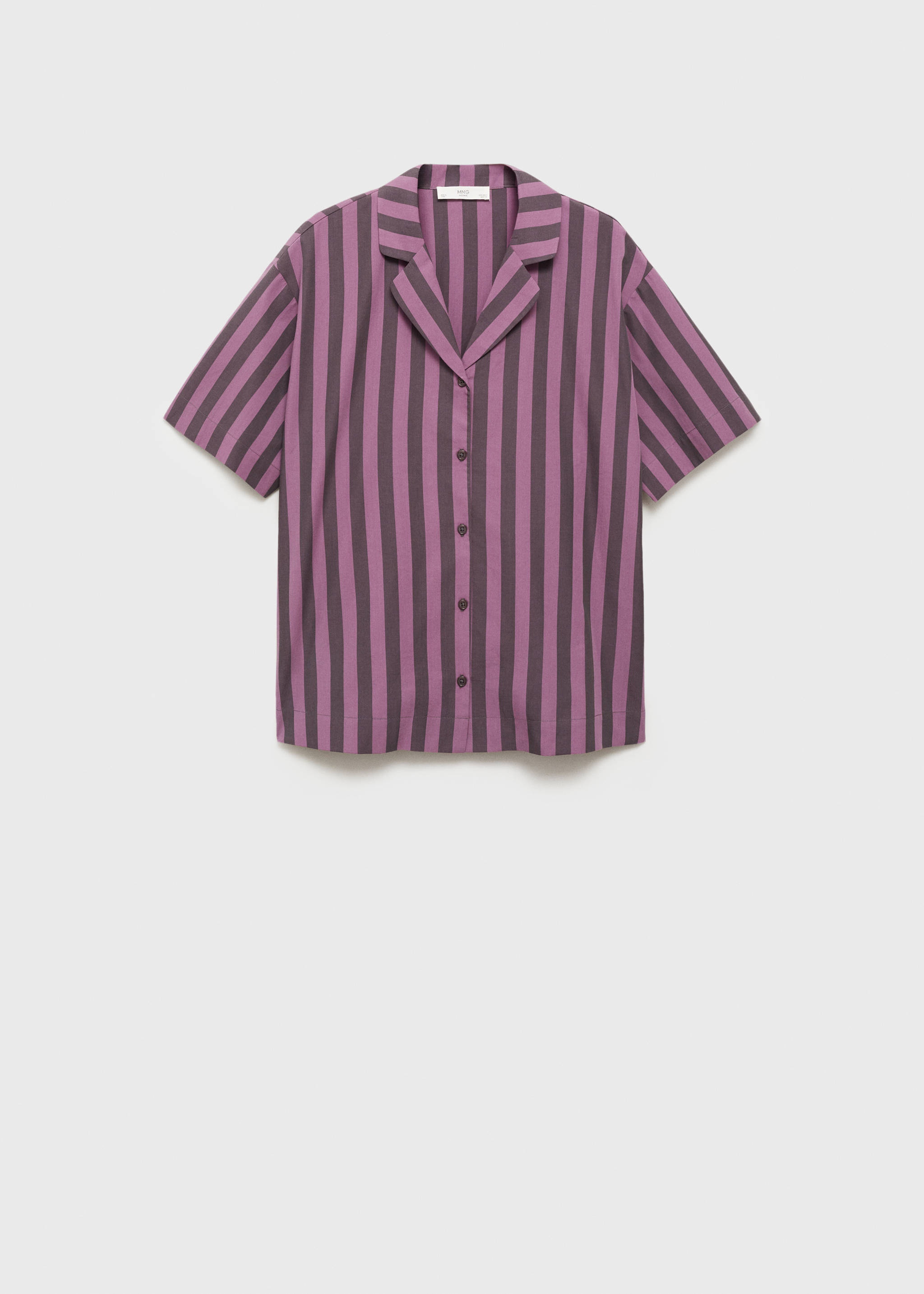Two-tone woven striped short shirt - Article without model