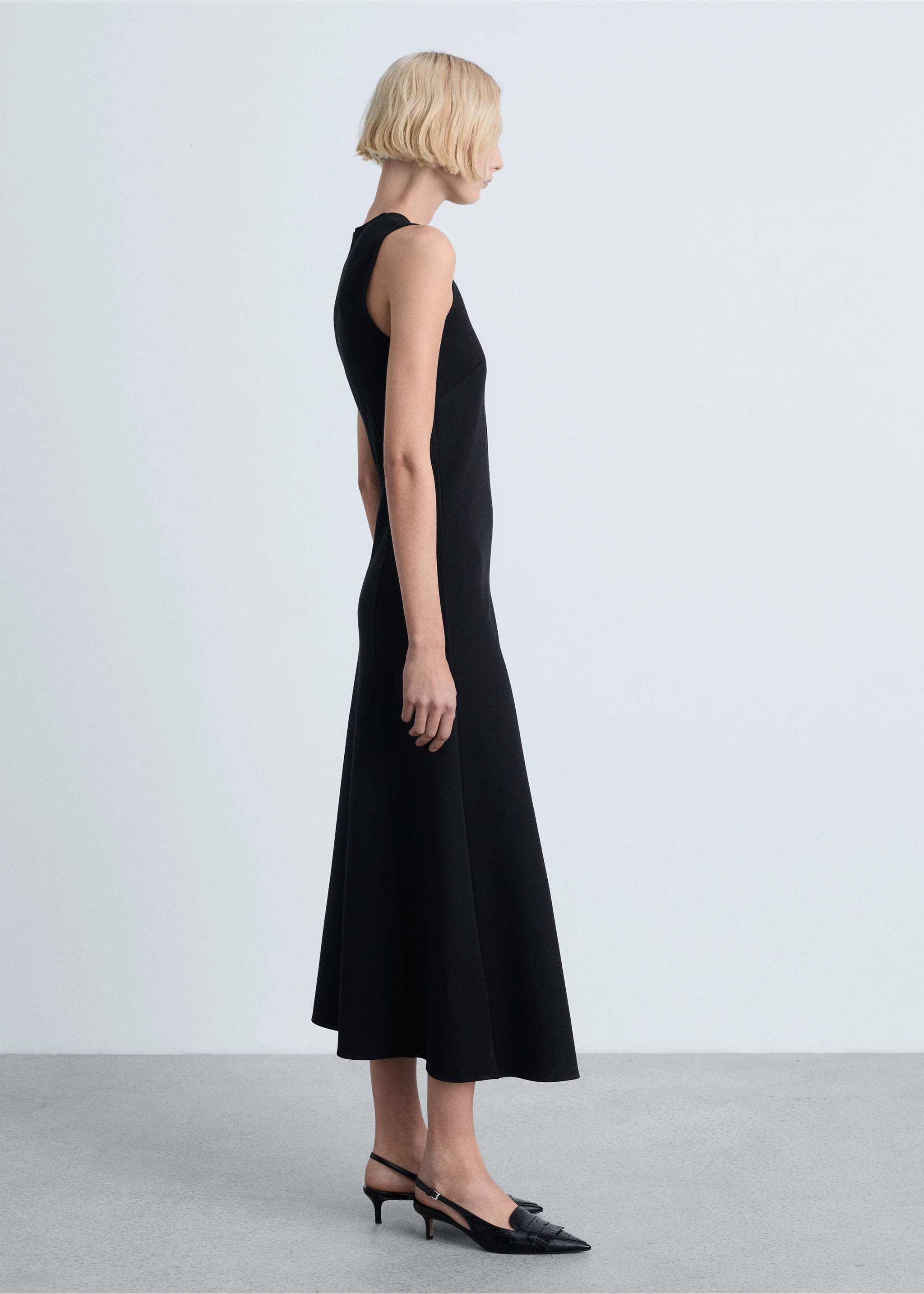 Flared midi-dress - General plane, Black. Ref: 87054072-00.