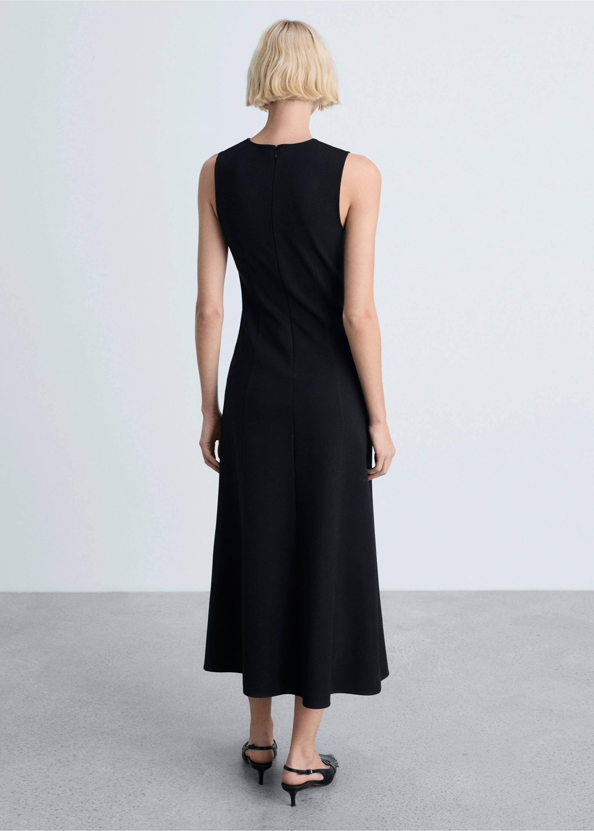 Flared midi-dress - Reverse of the article, Black. Ref: 87054072-00.