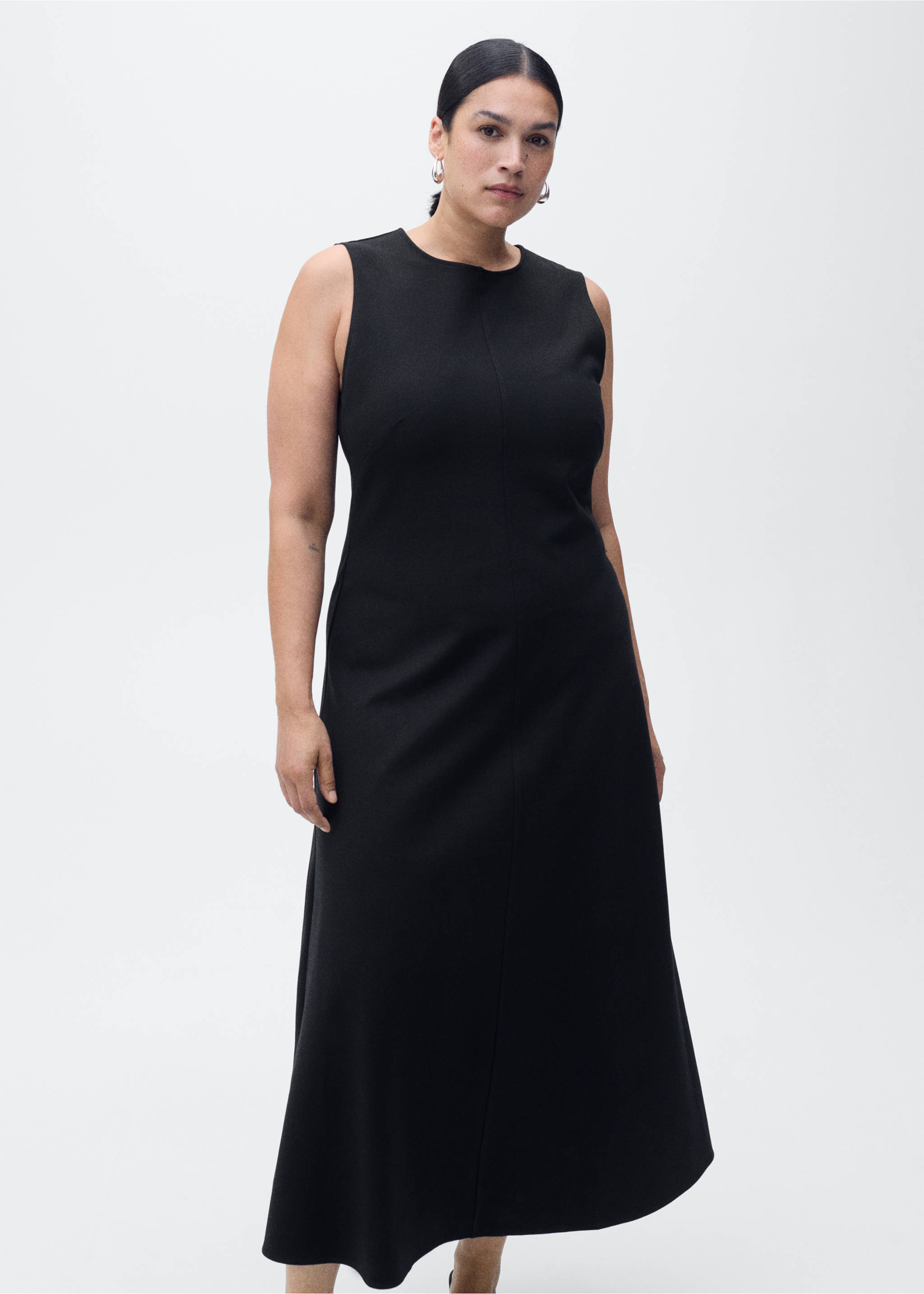 Flared midi-dress - Details of the article 5, Black. Ref: 87054072-00.
