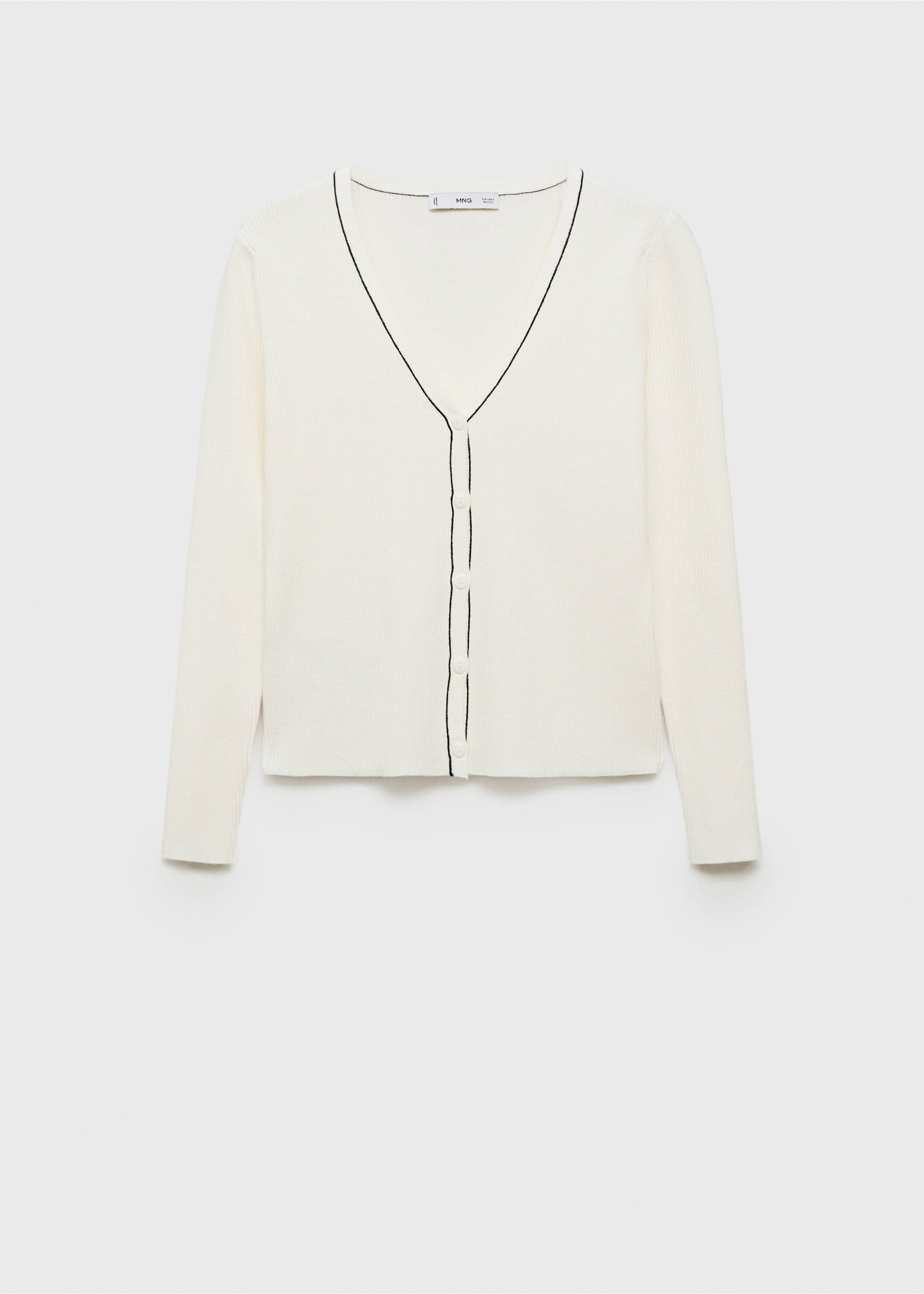 V-neck knitted cardigan - Article without model, Ecru. Ref: 87054074-00.