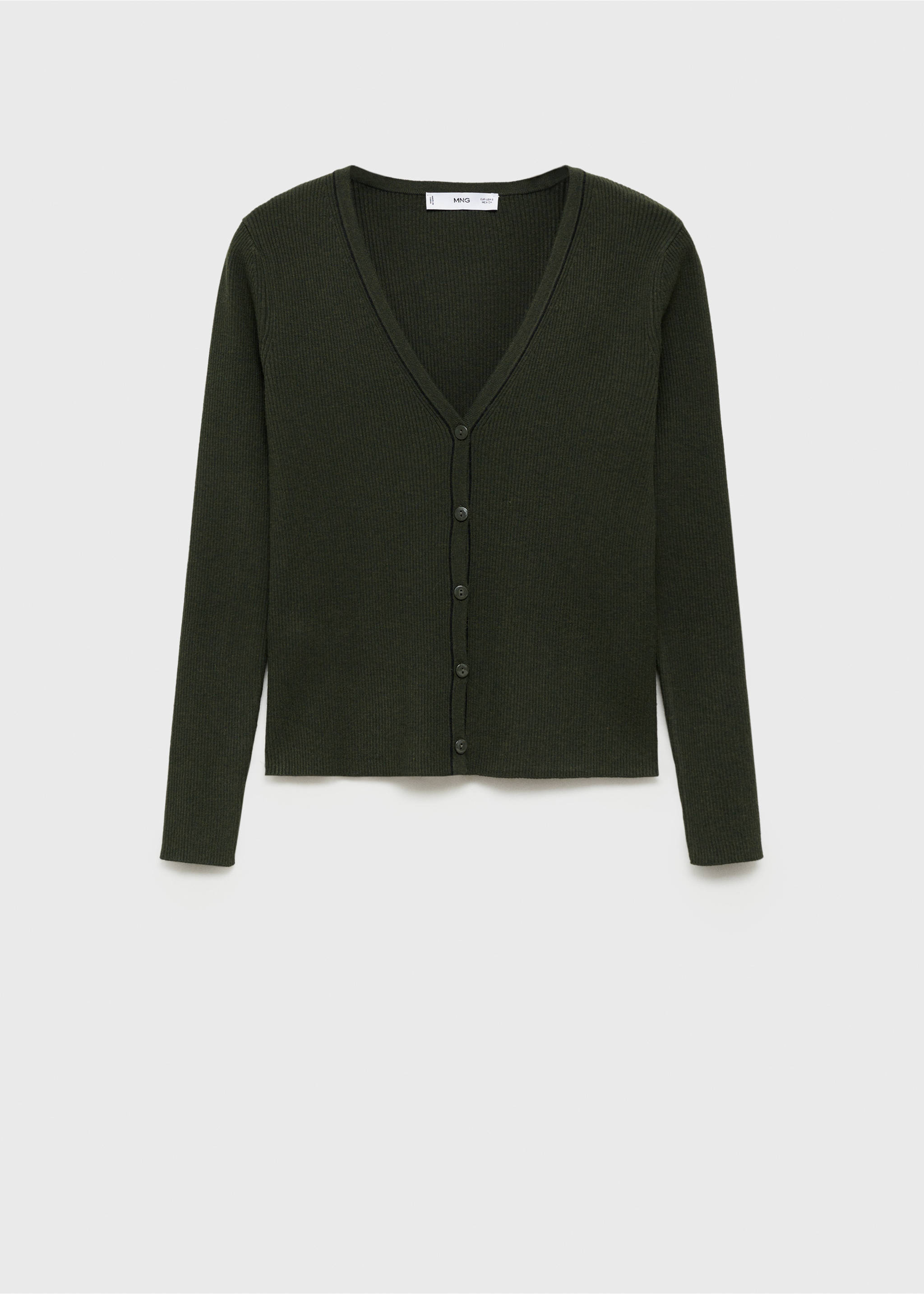 V-neck knitted cardigan - Article without model, Khaki. Ref: 87054074-00.