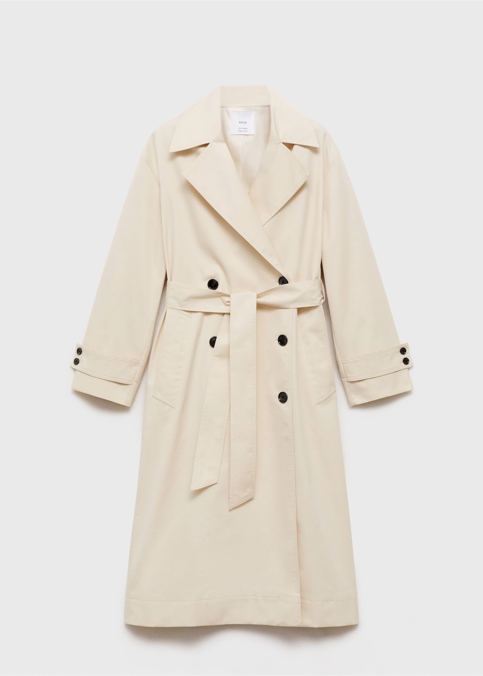 Long oversized double-breasted trench coat - Article without model, Ecru. Ref: 87054076-00.