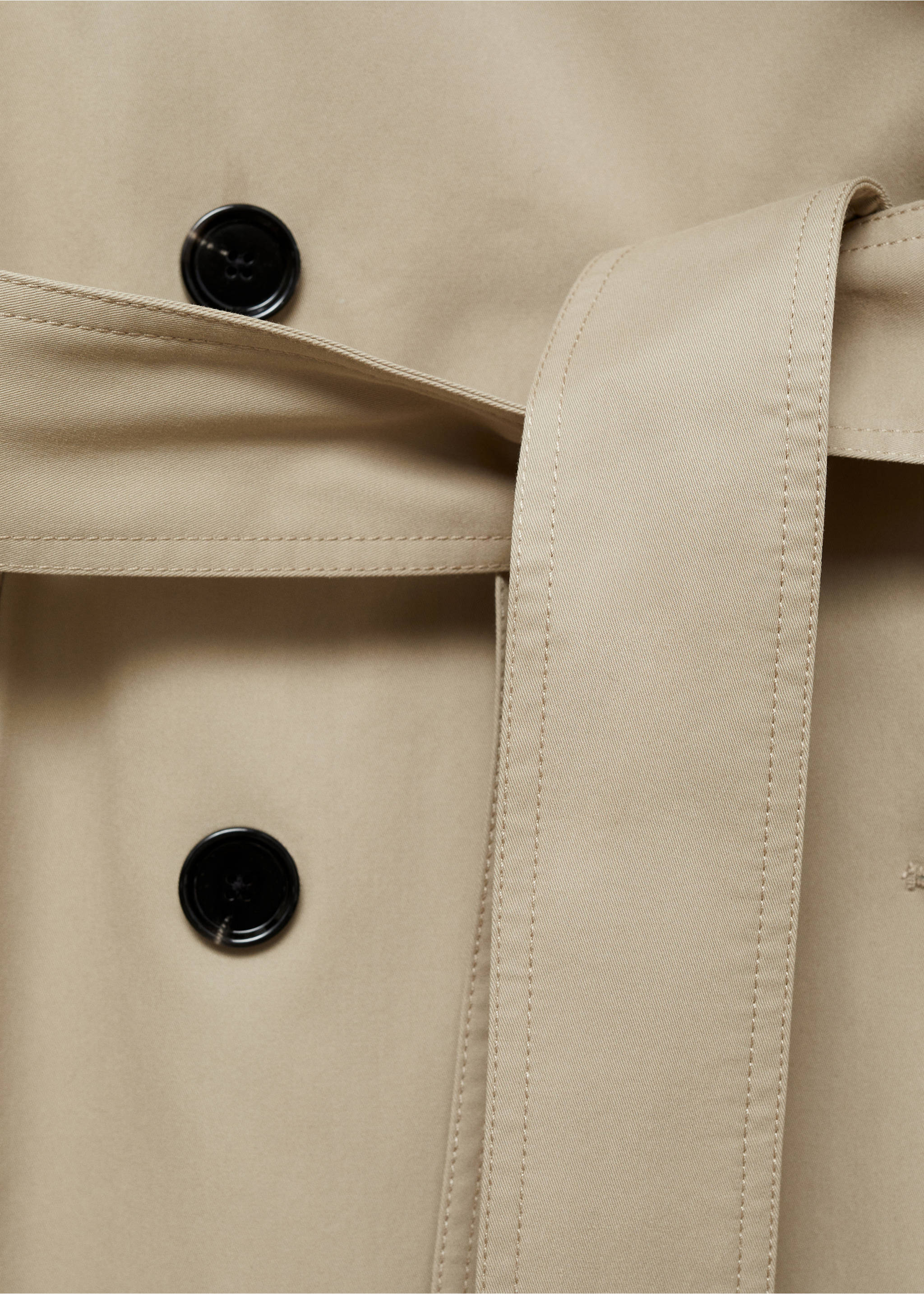Langer zweireihiger Oversized-Trenchcoat - Detail des Artikels 8, Khaki. Ref: 87054076-00.