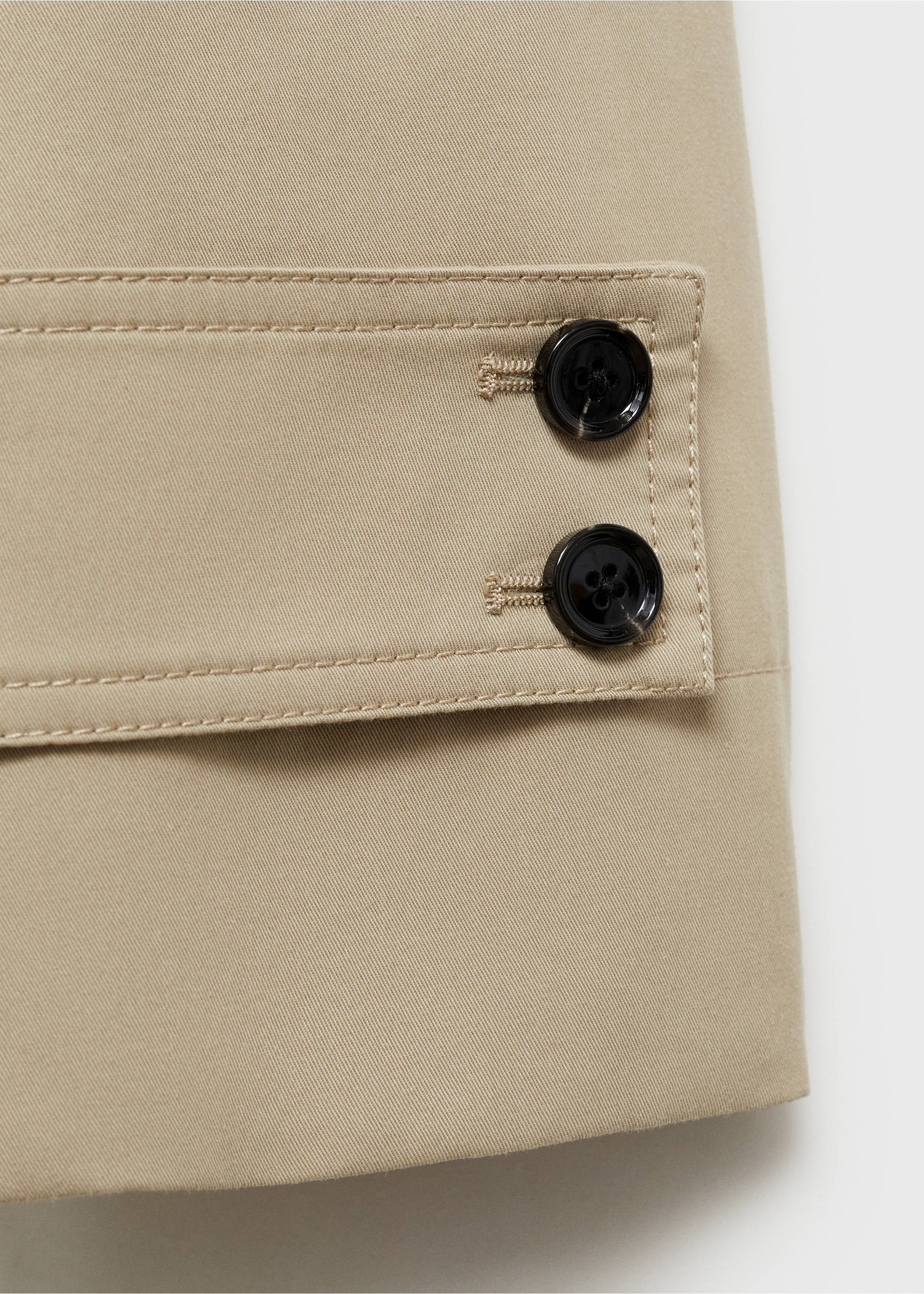 Langer zweireihiger Oversized-Trenchcoat - Detail des Artikels 0, Khaki. Ref: 87054076-00.