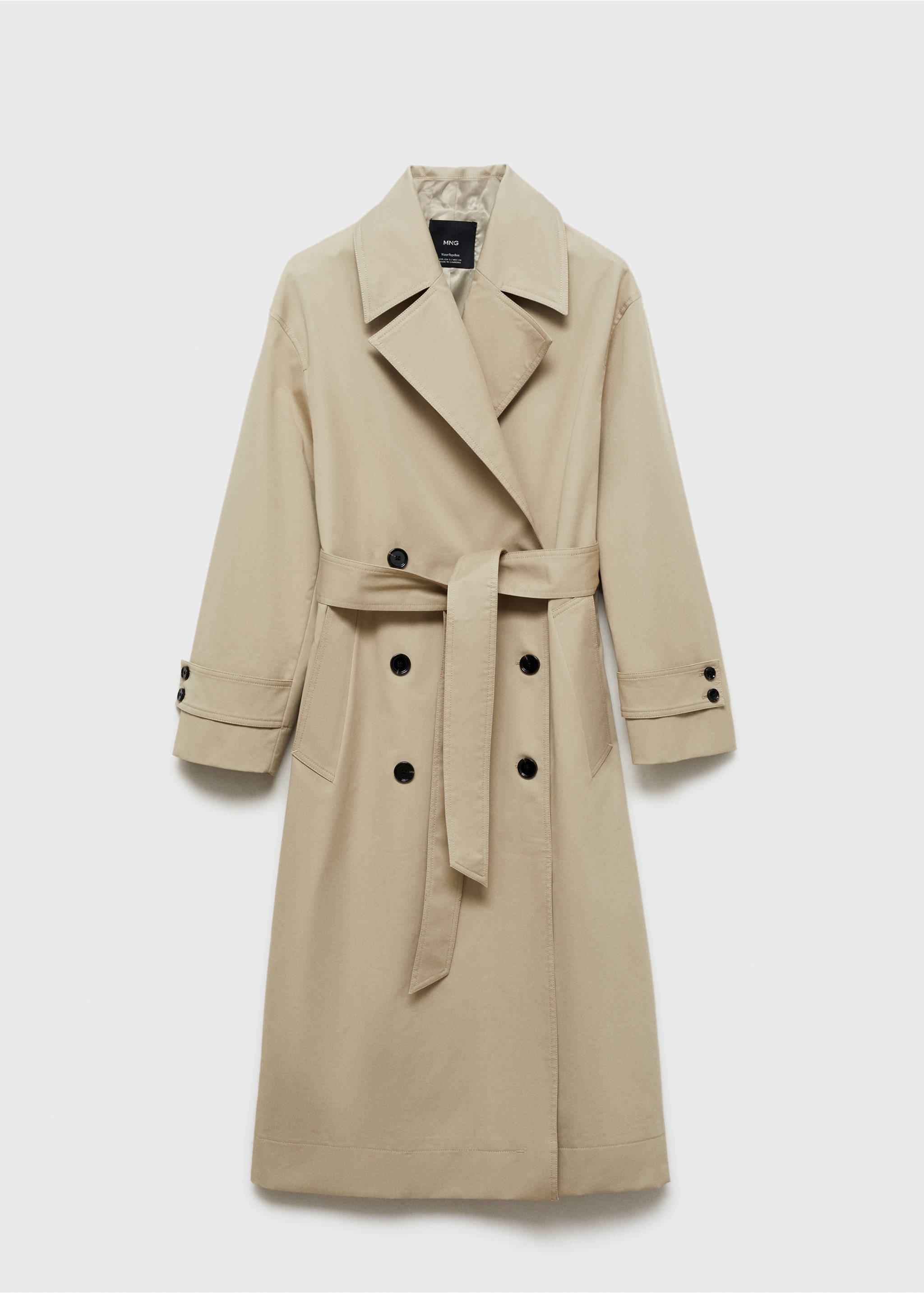 Langer zweireihiger Oversized-Trenchcoat - Artikel ohne Model, Khaki. Ref: 87054076-00.