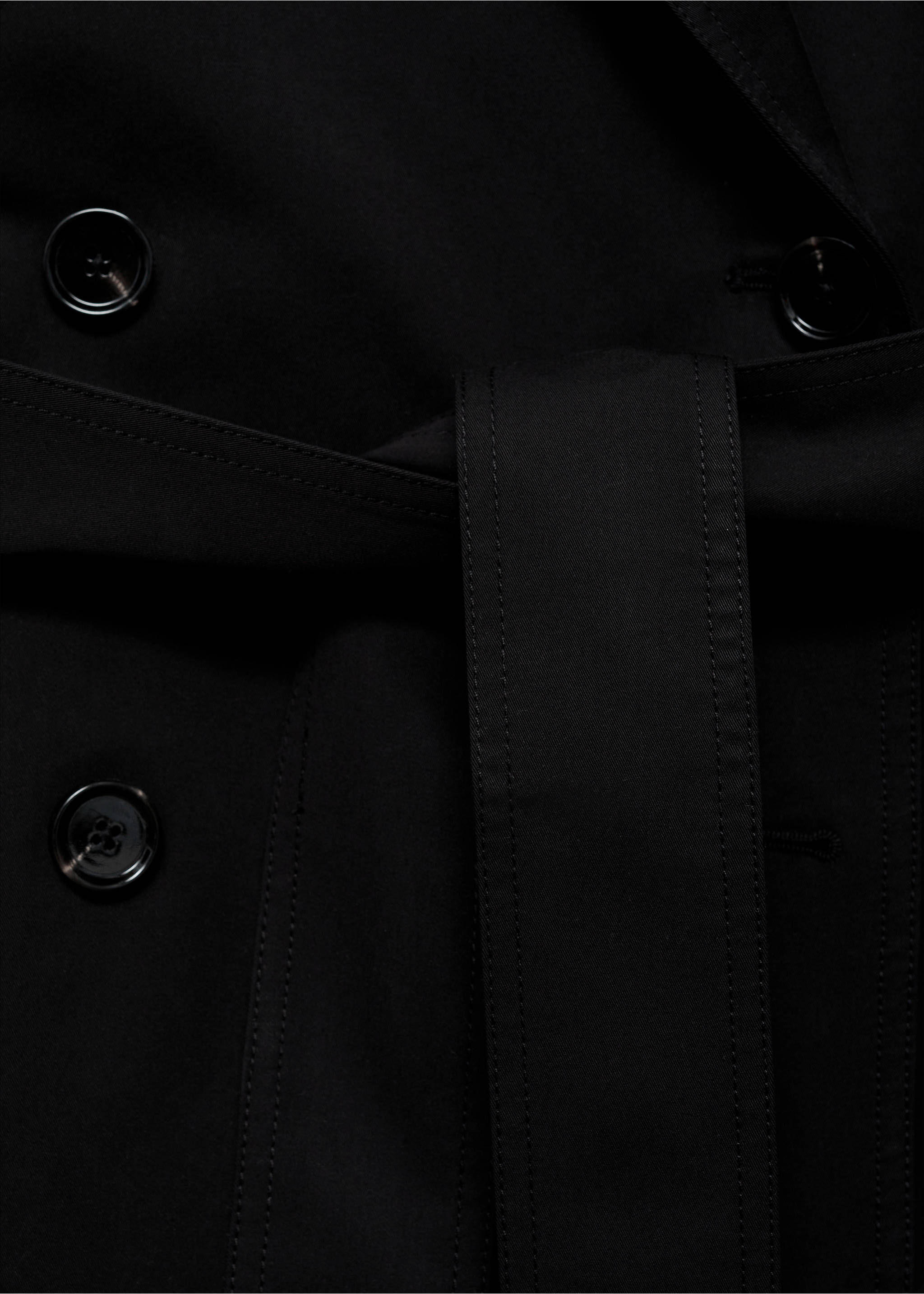 Long oversized double-breasted trench coat - Details of the article 8, Black. Ref: 87054076-00.