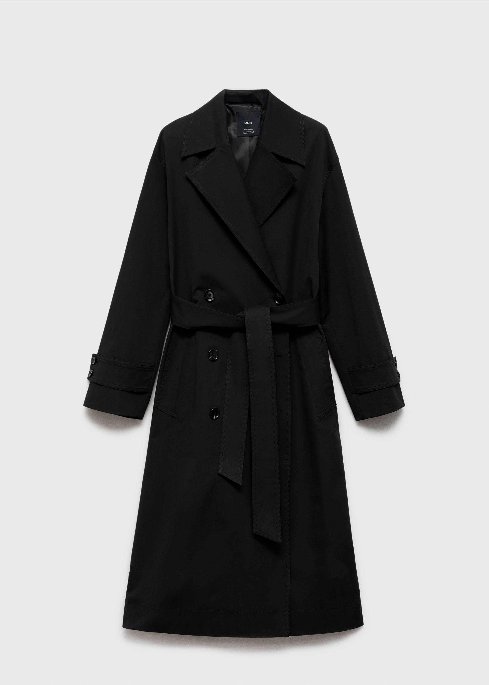 Long oversized double-breasted trench coat - Article without model, Black. Ref: 87054076-00.