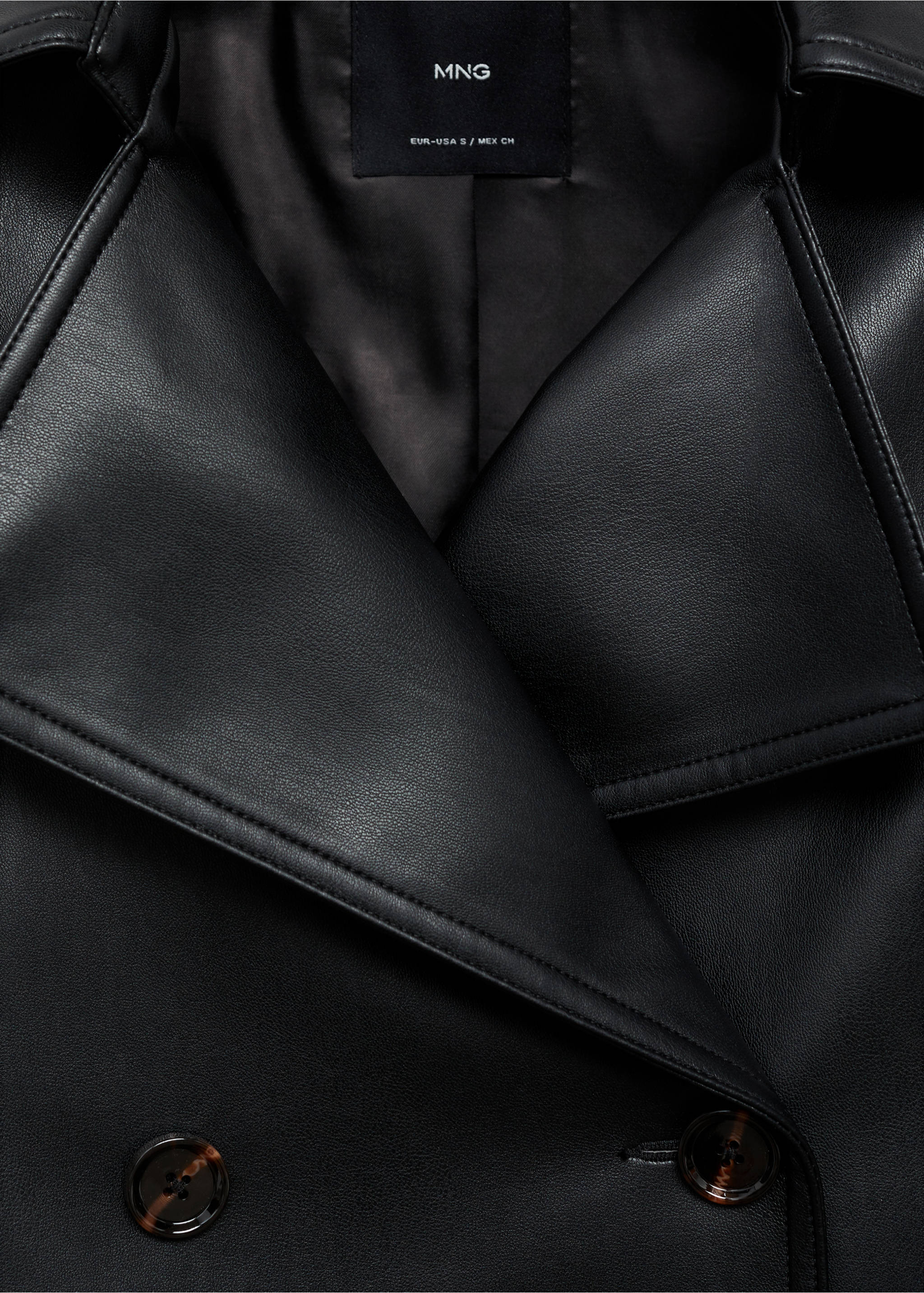 Faux-leather cropped jacket - Details of the article 8, Black. Ref: 87054077-00.