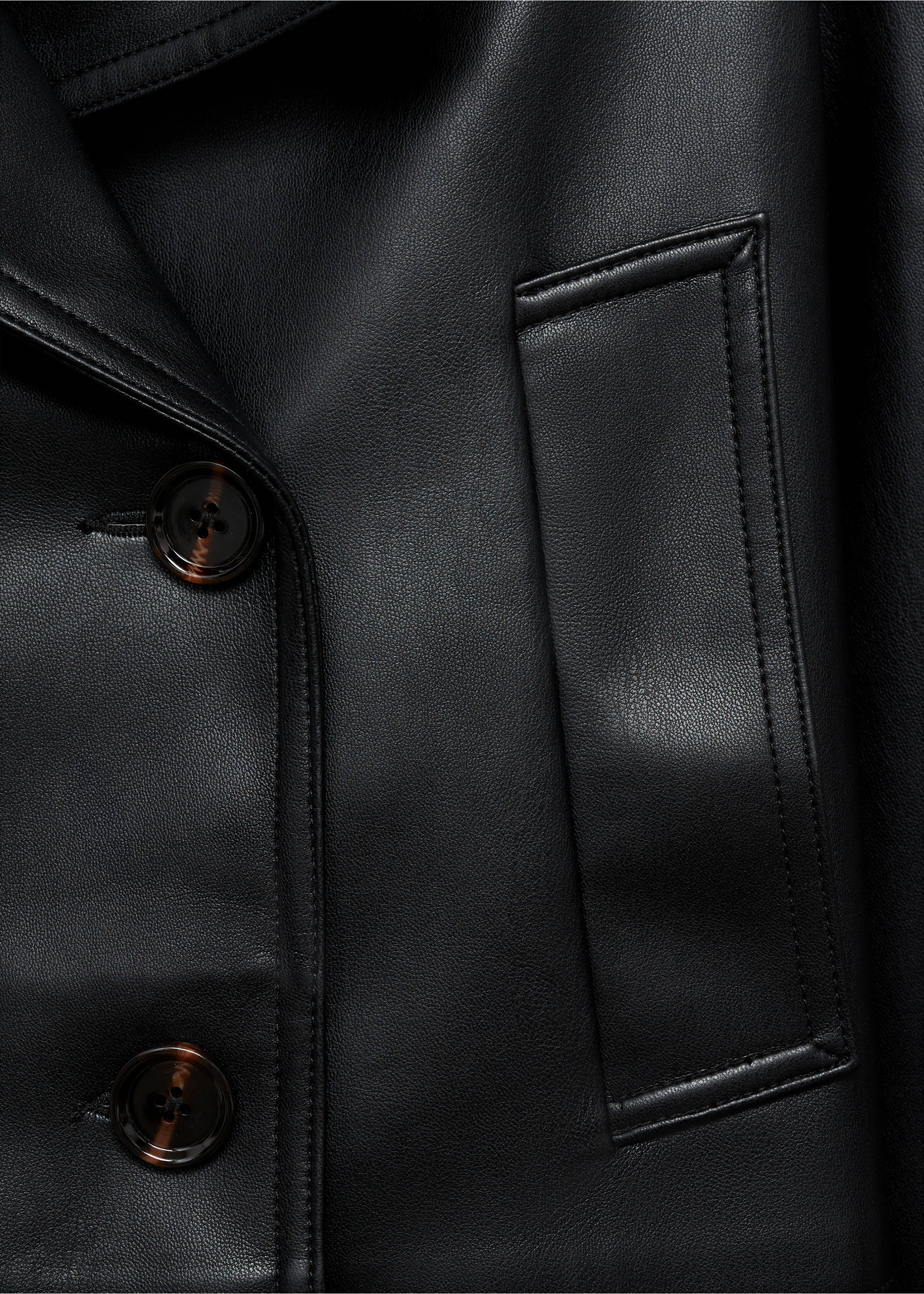 Faux-leather cropped jacket - Details of the article 0, Black. Ref: 87054077-00.