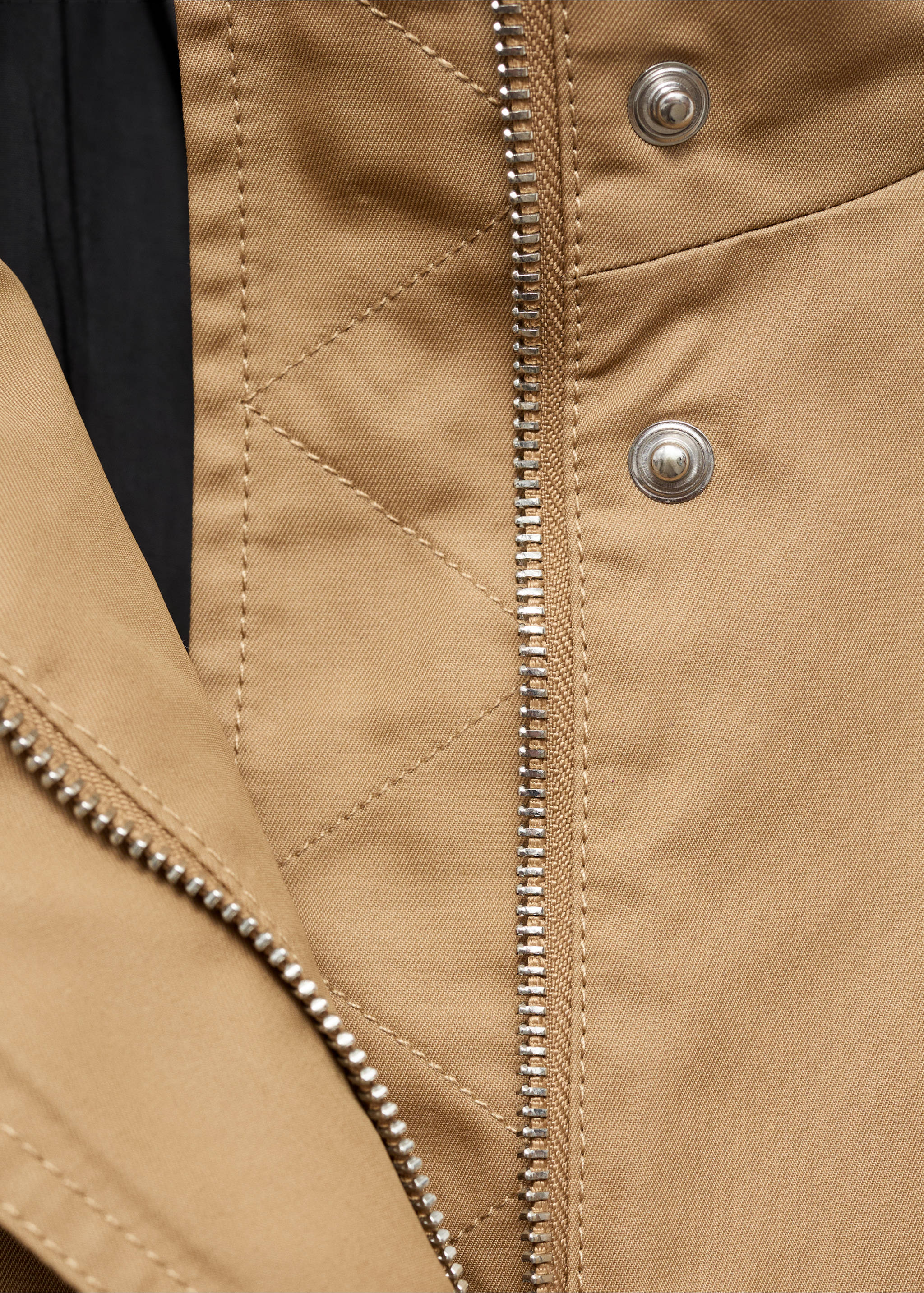 Parka i bomull med rynkad fåll - Detaljer om artikeln 0, Mellanbrun. Ref: 87054079-00.