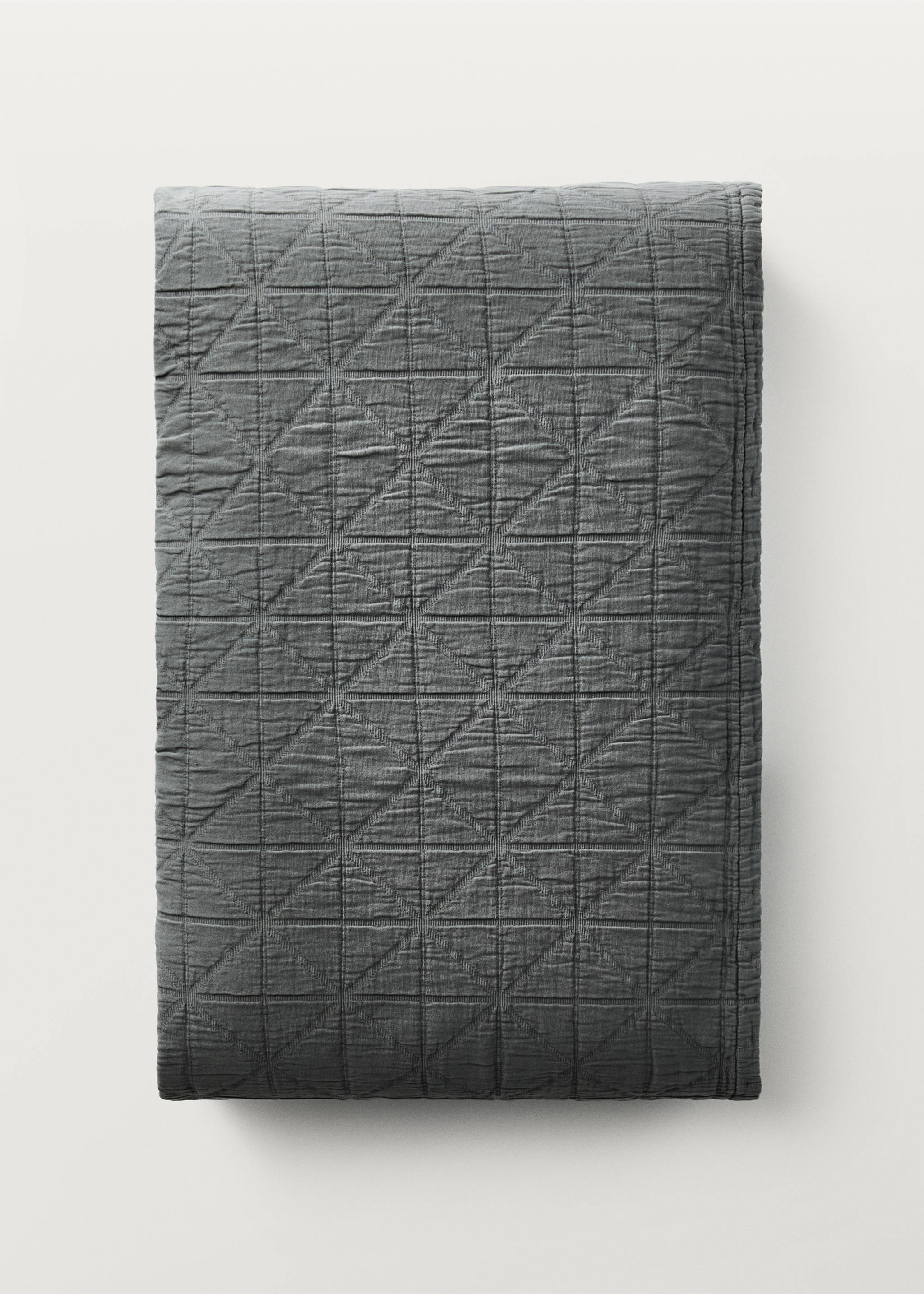 Colcha infantil algodón garment-dyed jacquard rombos cama 90/105 cm - Detalle del artículo 3, Gris. Ref: 87054083-00.