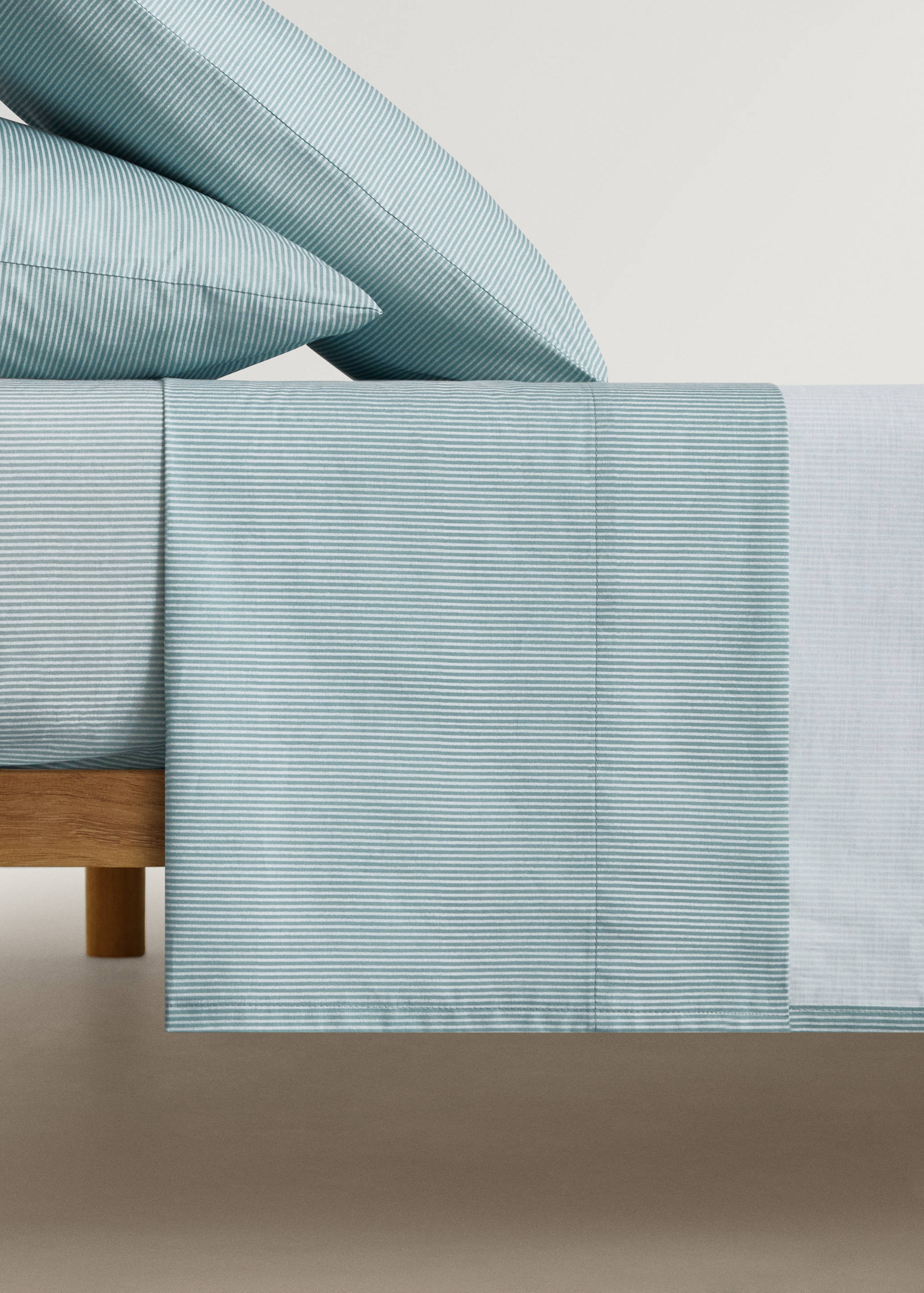 Kinder-Bettlaken aus Baumwollperkal Streifen Bett 90 cm - Artikel ohne Model