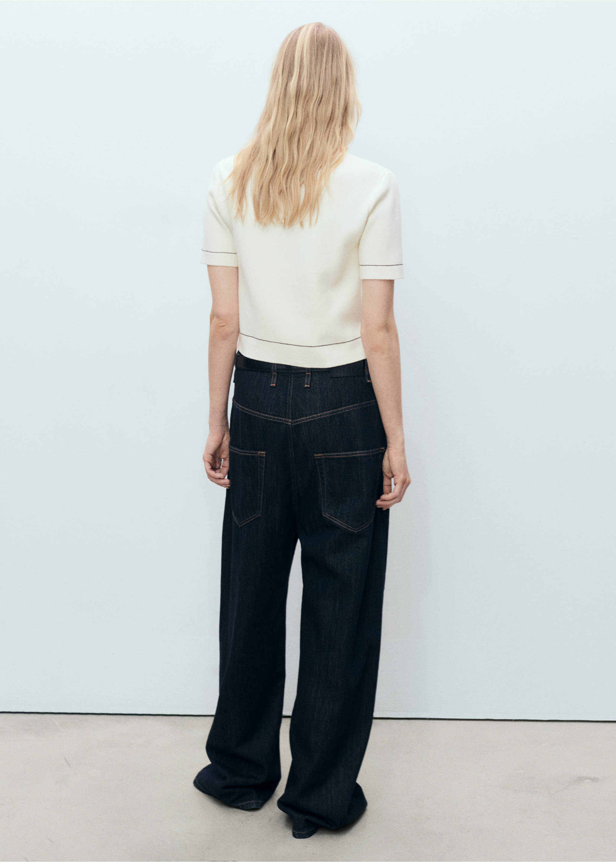 Cárdigan crop ribetes contraste - Reverso del artículo, Crudo. Ref: 87054090-00.