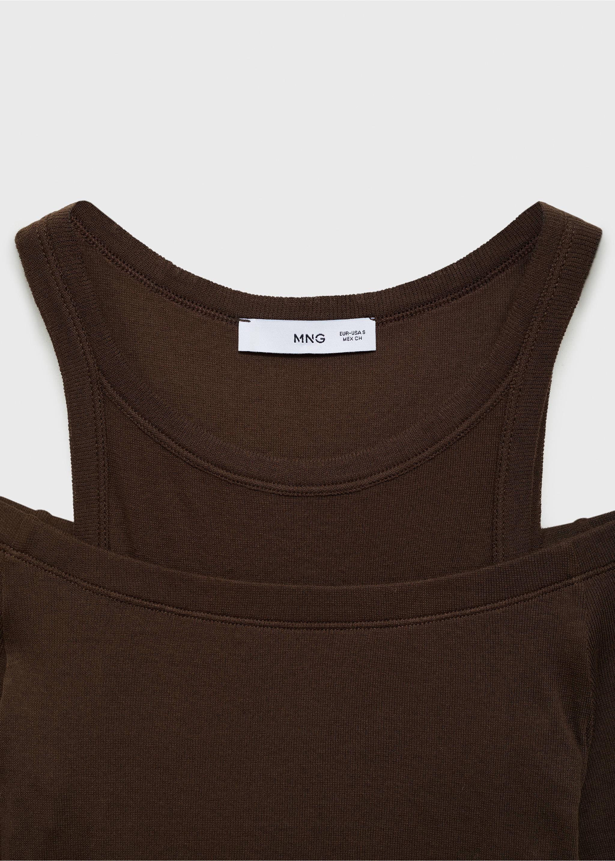 Contrasting cotton-blend T-shirt - Details of the article 8, Brown. Ref: 87054092-00.