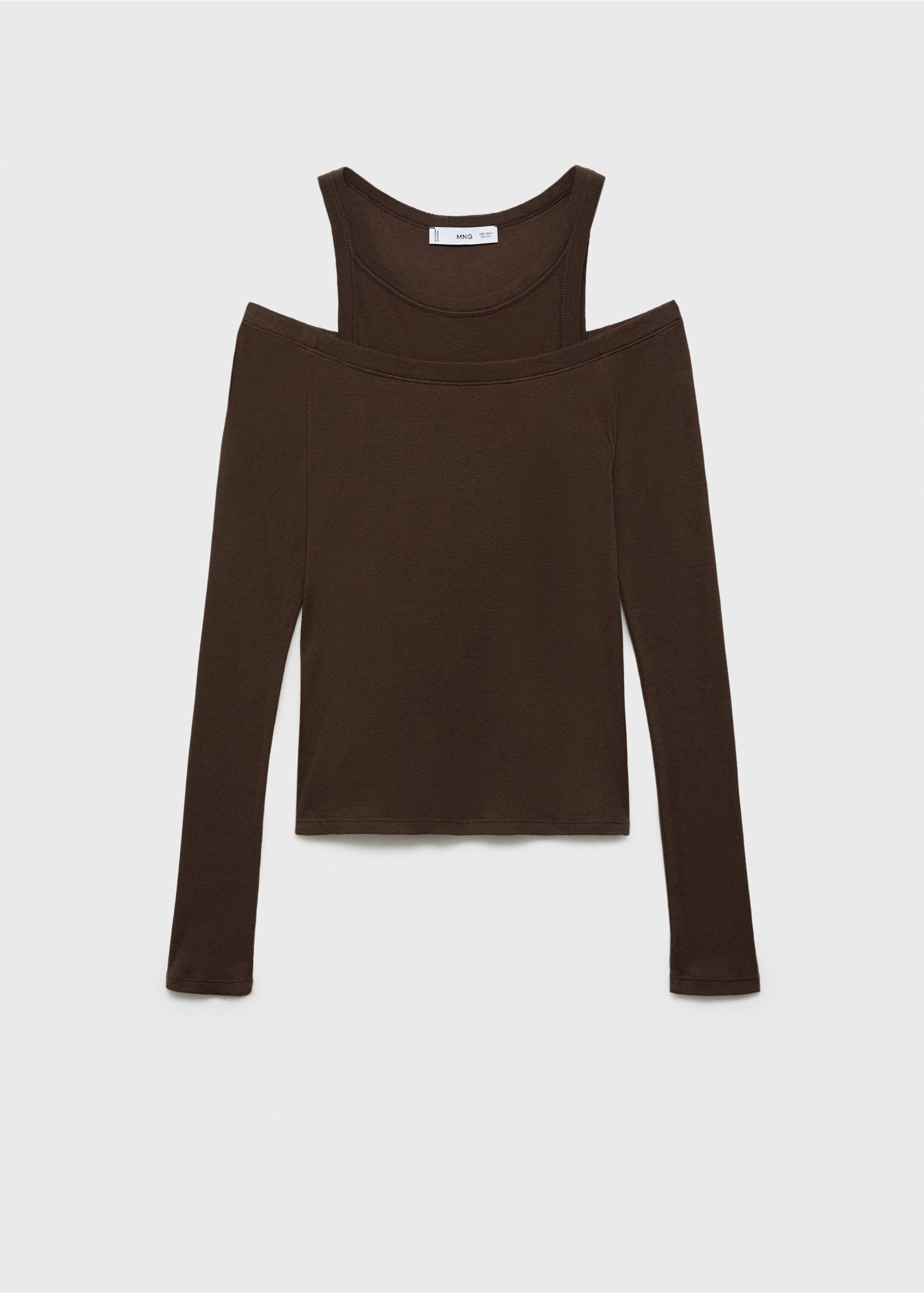Contrasting cotton-blend T-shirt - Article without model, Brown. Ref: 87054092-00.