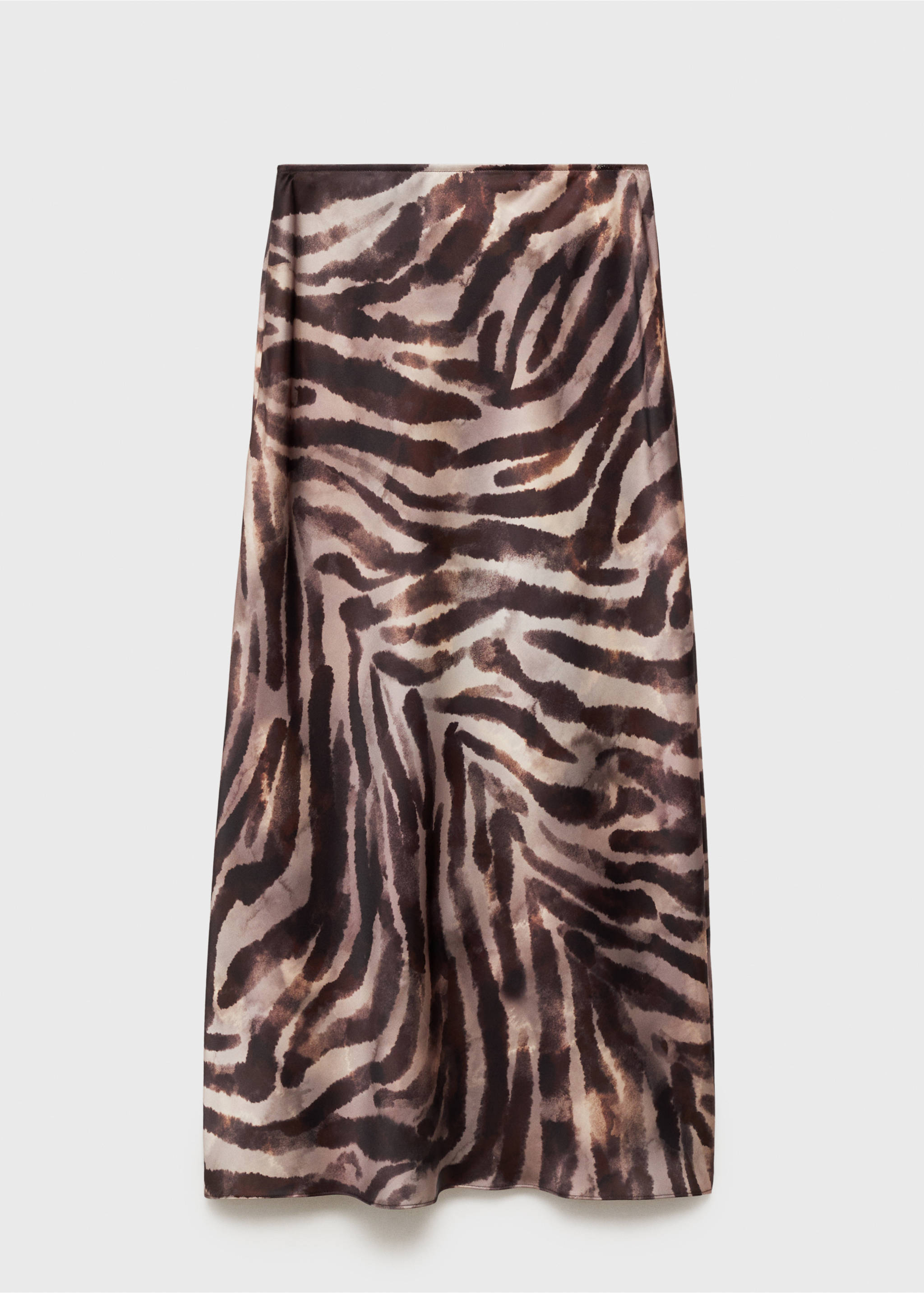 Long satin zebra skirt - Article without model, Brown. Ref: 87054093-00.