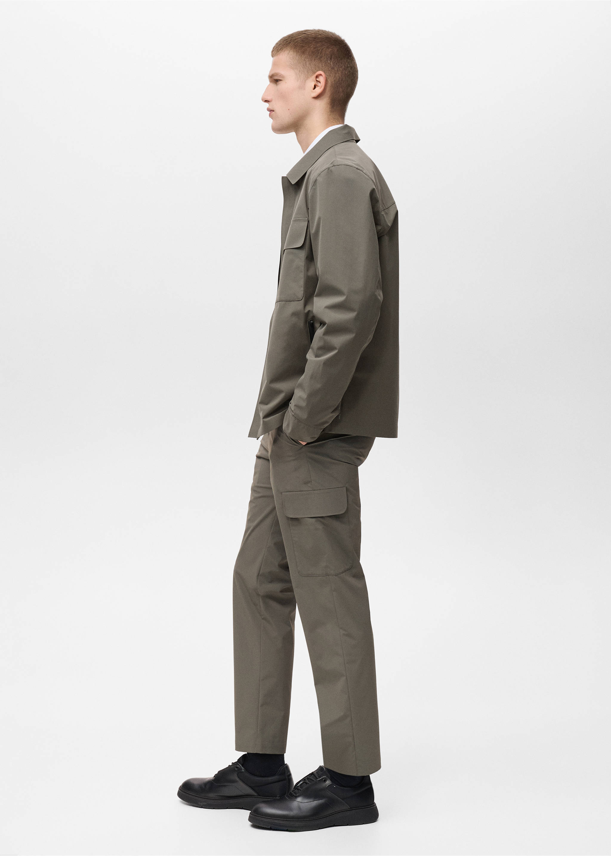 Thermoregulating comfort stretch cargo trousers - Details of the article 2, Medium Green. Ref: 87054390-00.