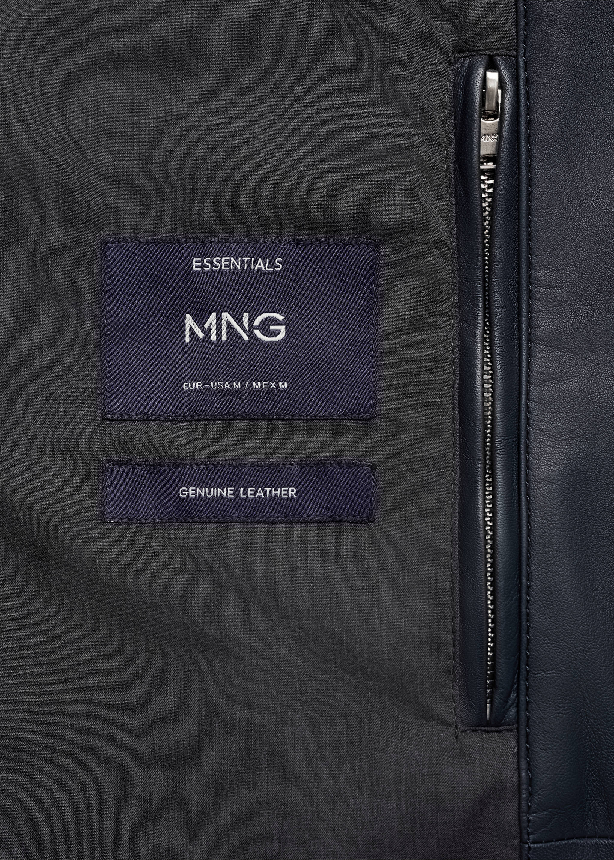 Blouson cuir nappa poches - Détail de l'article 0, Bleu nuit. Ref: 87054392-00.