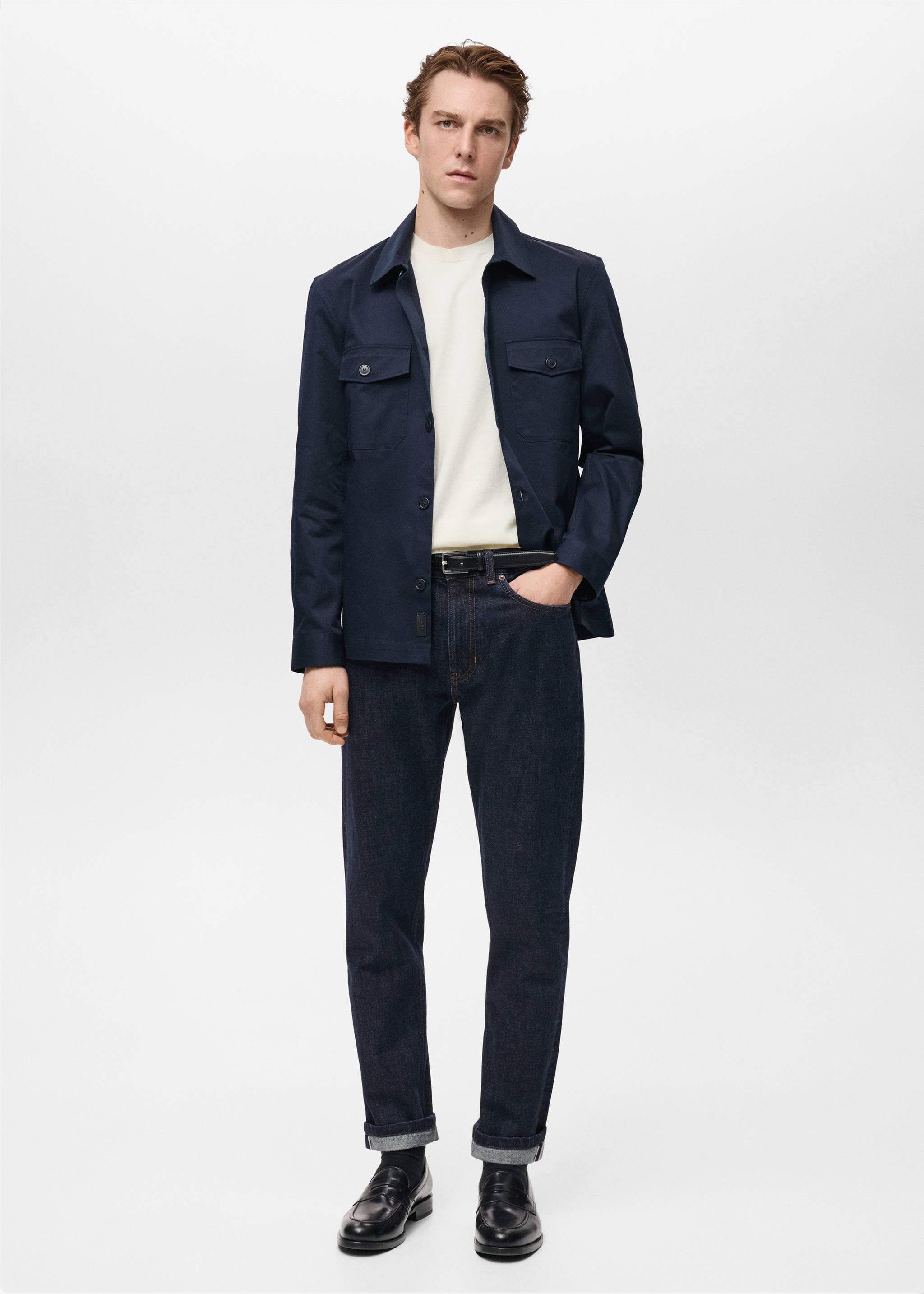 Tapered-fit selvedge jeans - General plane, Open Blue. Ref: 87054394-00.