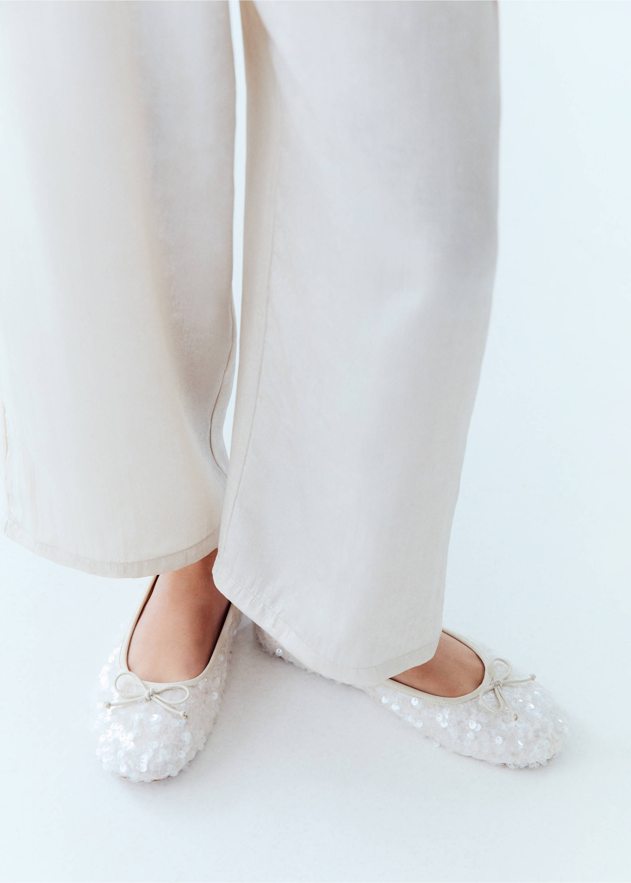 Sequined ballet flats - Details of the article 5, Off White. Ref: 87054396-00.