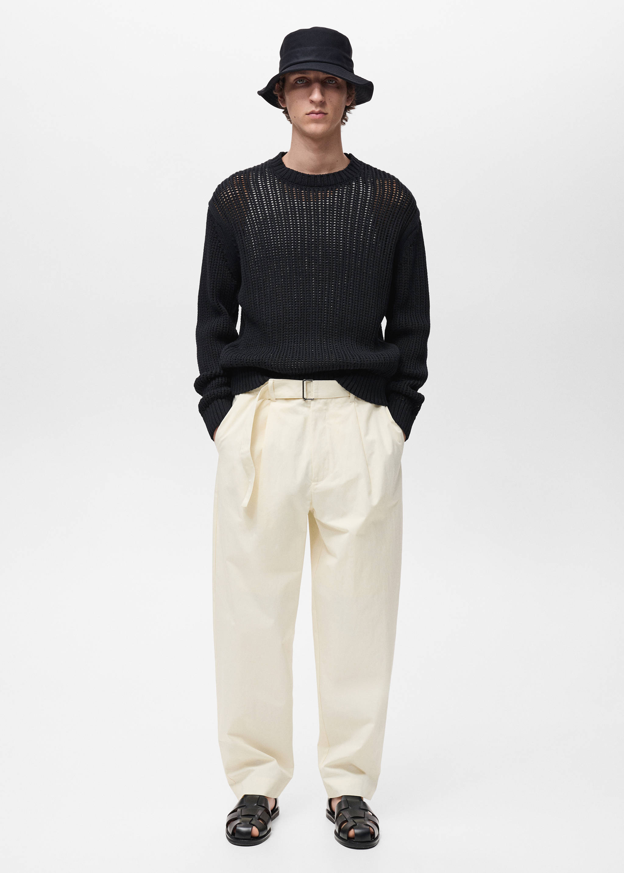 Relaxed-fit trousers with belt - General plane