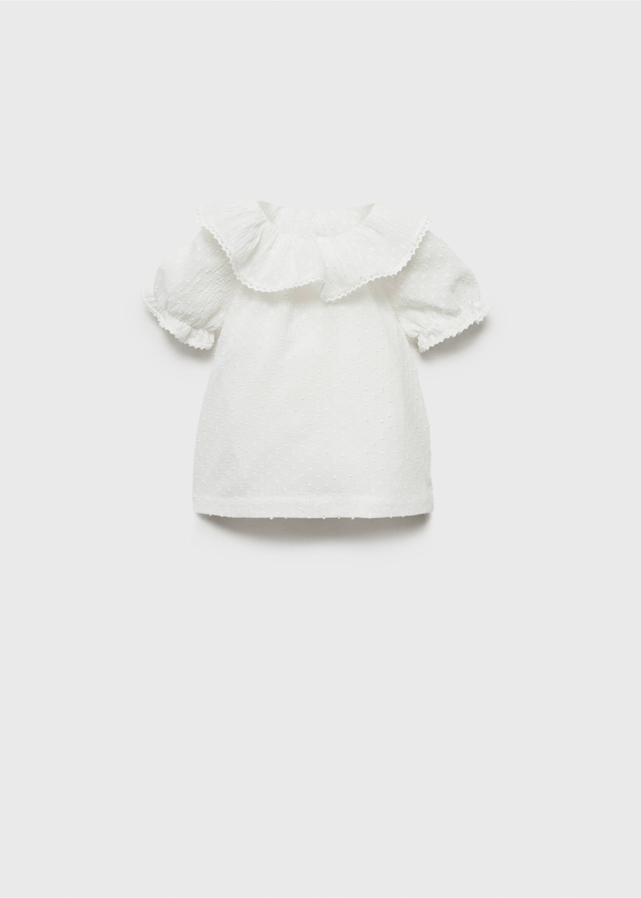 Ruffle neck blouse - Article without model, Off White. Ref: 87054408-00.