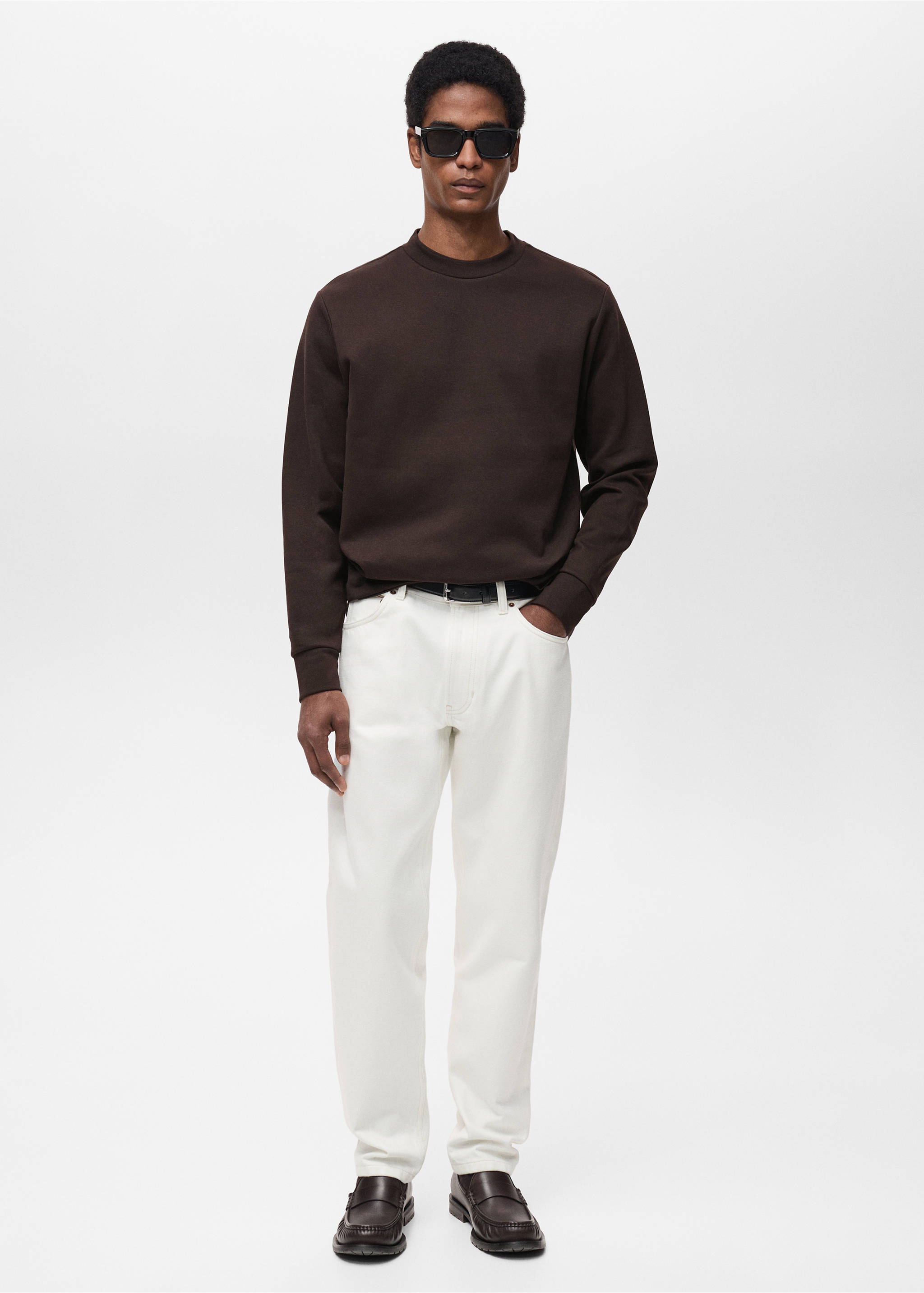 Sweat-shirt coton regular-fit - Plan général, Chocolat. Ref: 87054409-00.