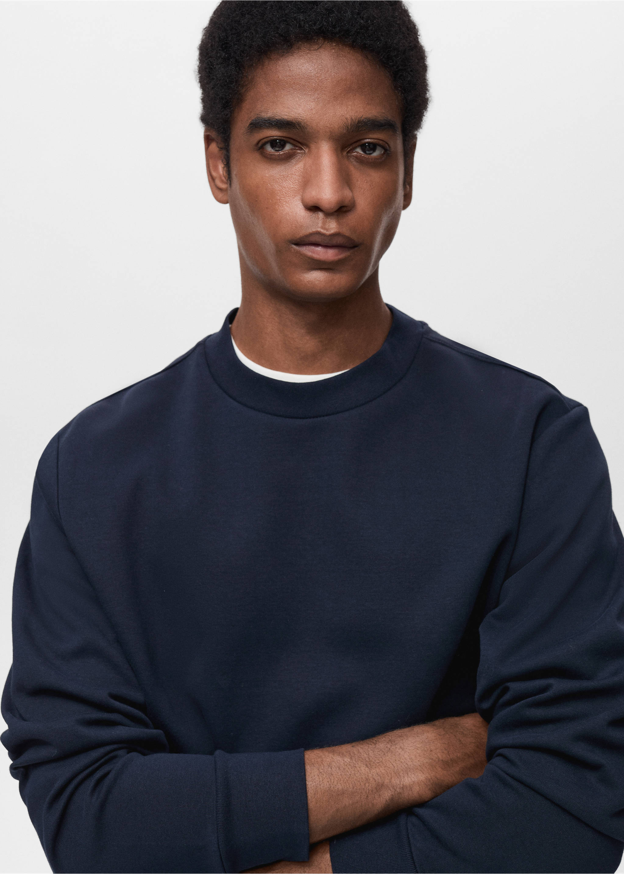 Regular-fit cotton sweatshirt - Details of the article 1, Night Blue. Ref: 87054409-00.