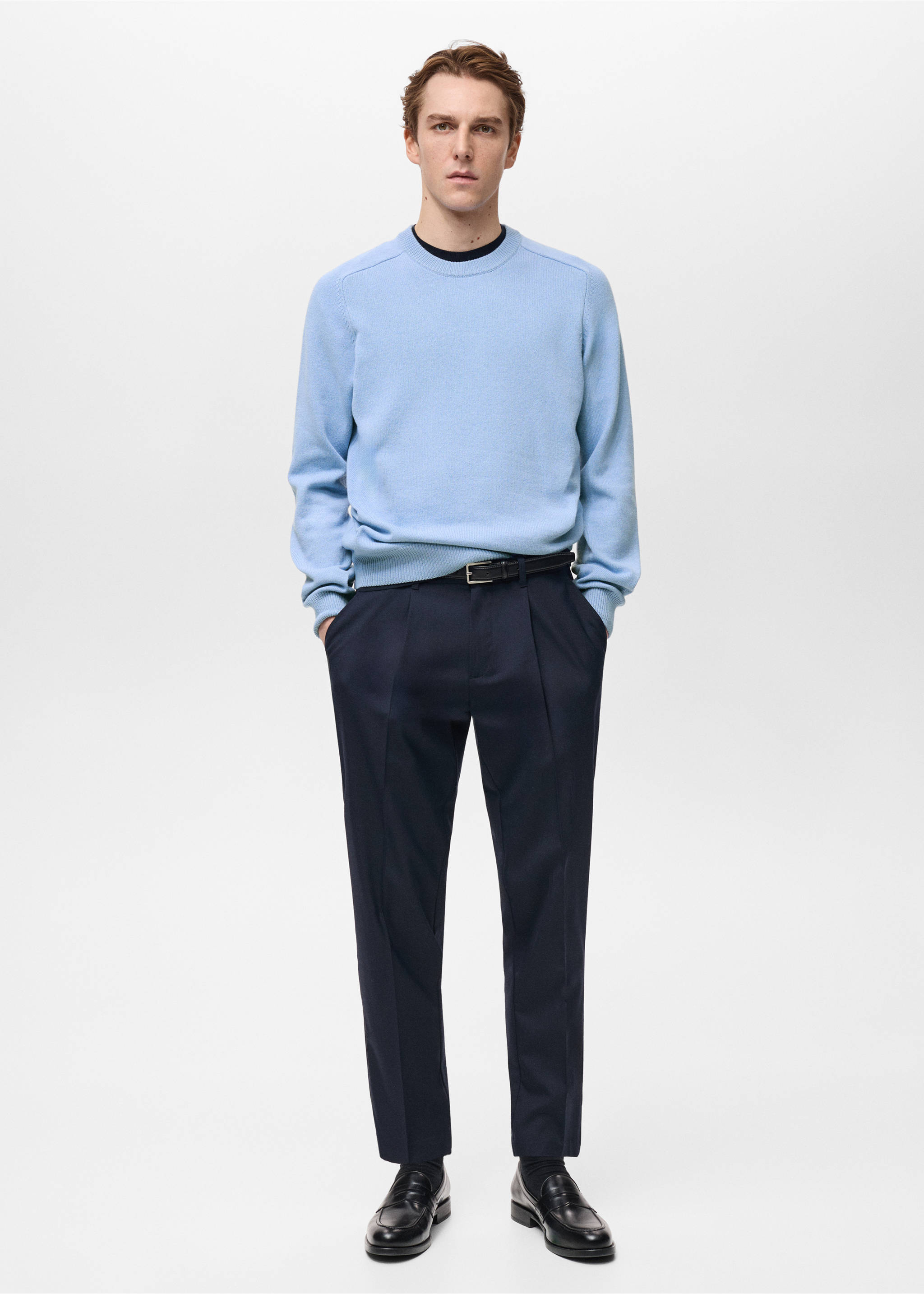 Knitted cotton sweater - General plane, Sky Blue. Ref: 87054410-00.