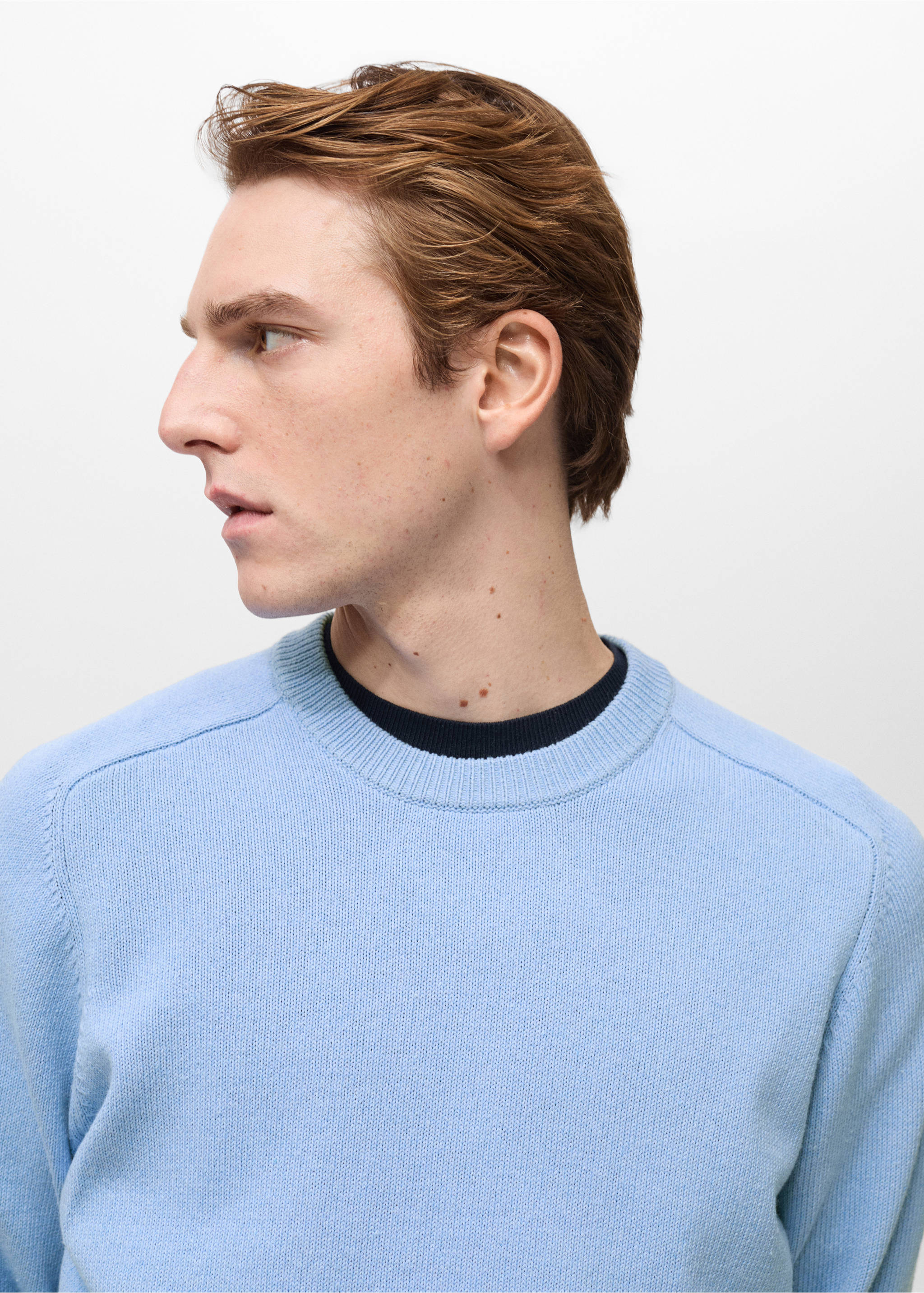 Knitted cotton sweater - Details of the article 1, Sky Blue. Ref: 87054410-00.