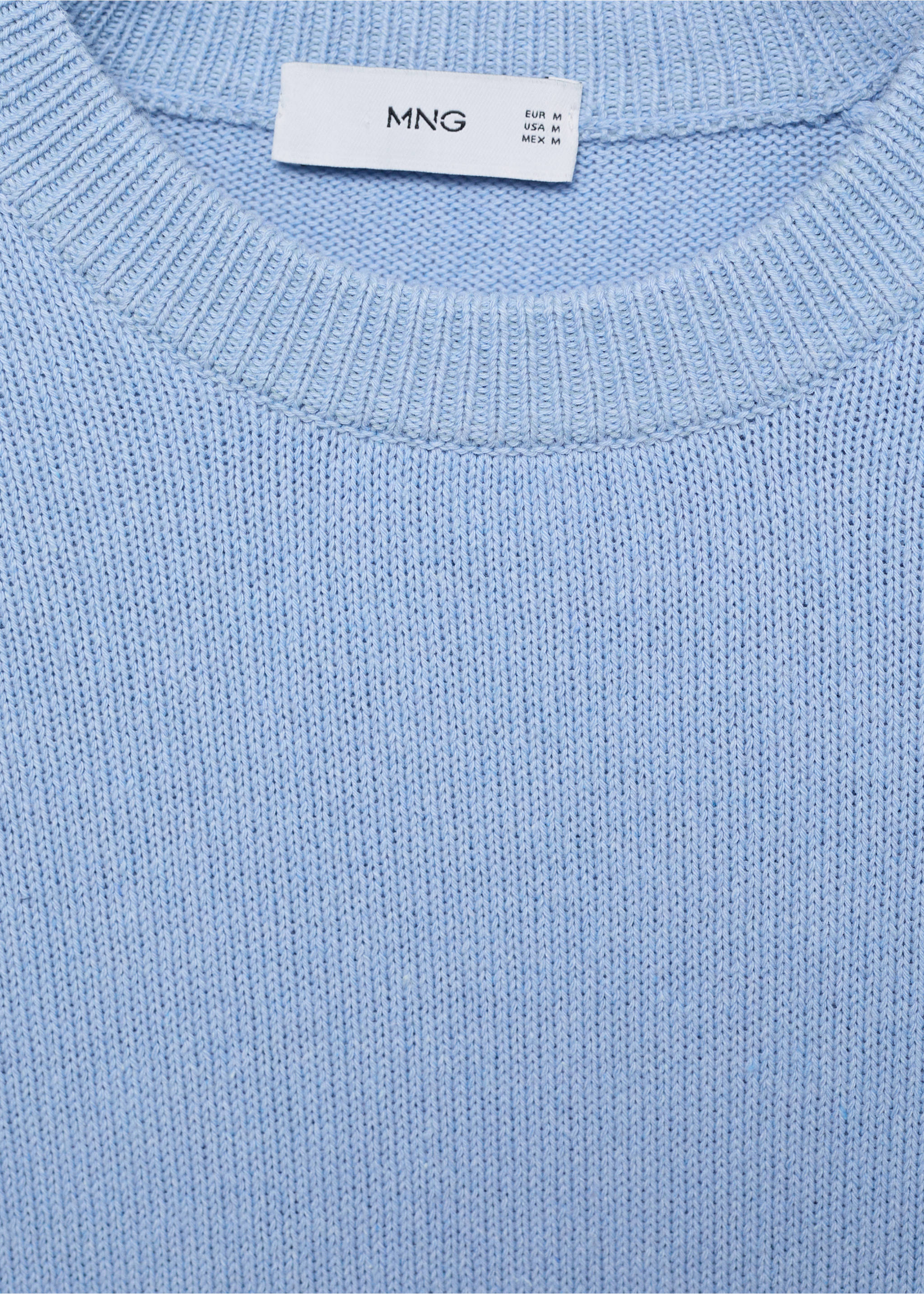 Knitted cotton sweater - Details of the article 8, Sky Blue. Ref: 87054410-00.
