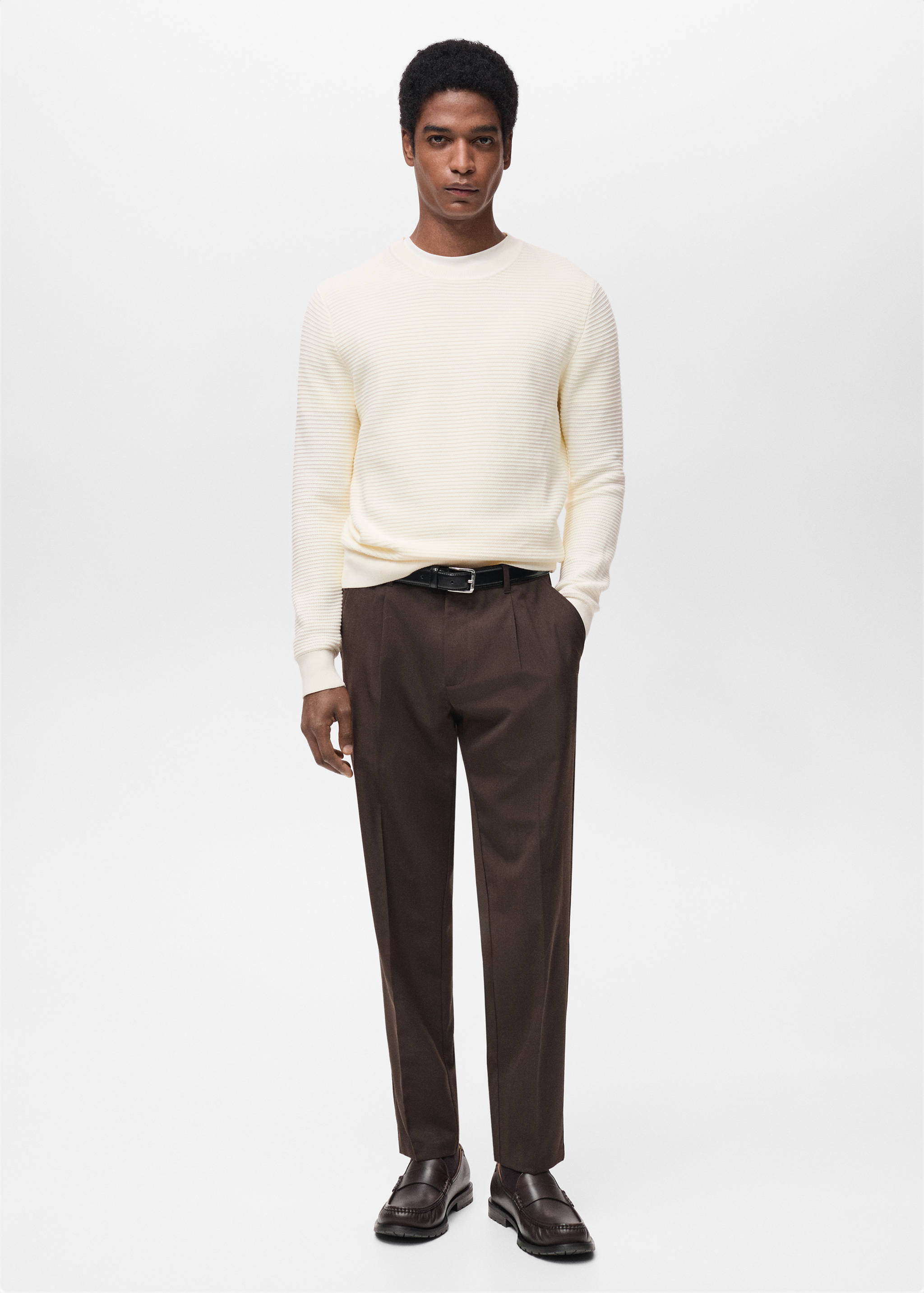 Pullover aus 100 % Baumwolle mit Zopfmuster - Allgemeine Ansicht