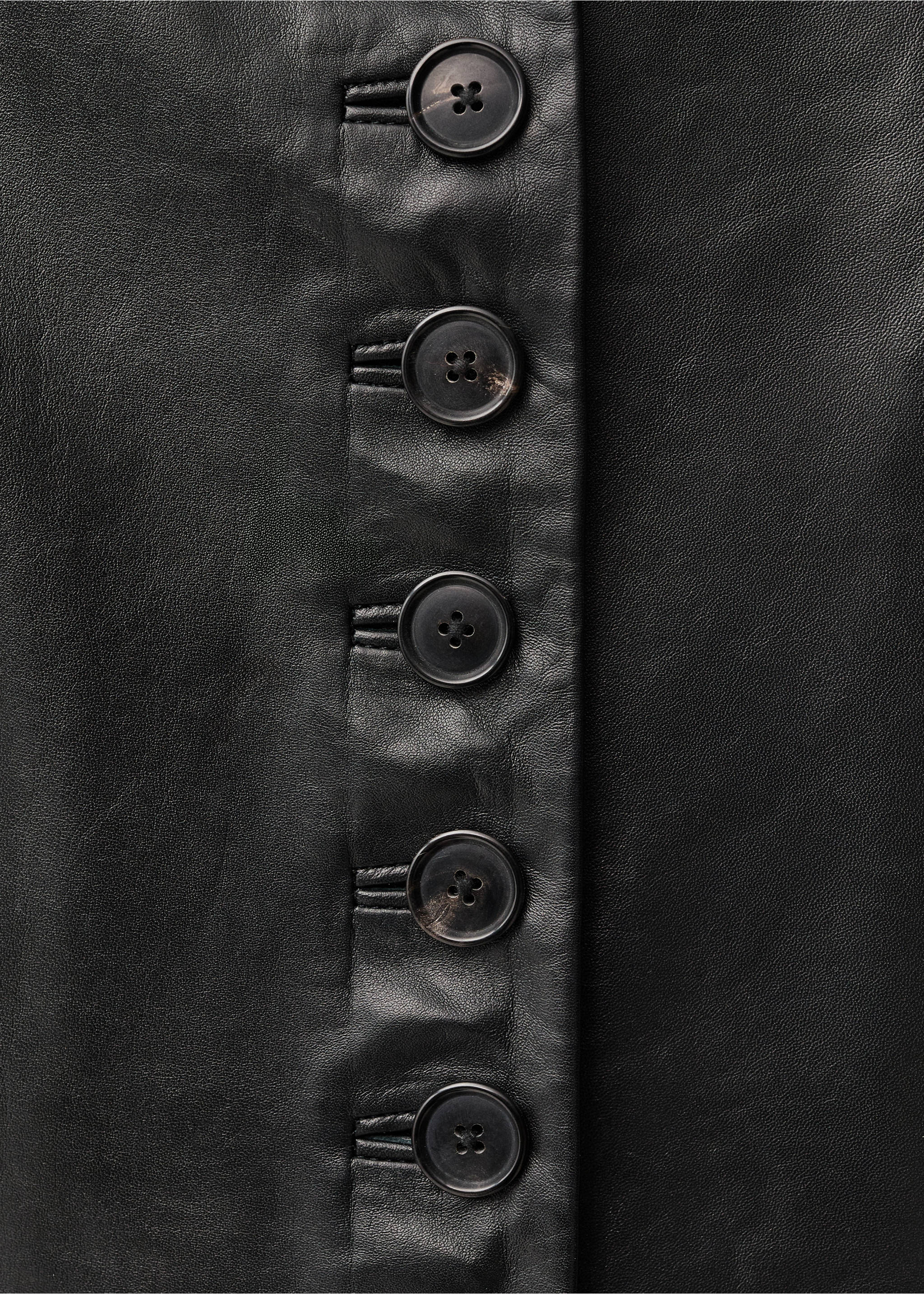 Leather jacket with buttons - Details of the article 8, Black. Ref: 87054418-00.
