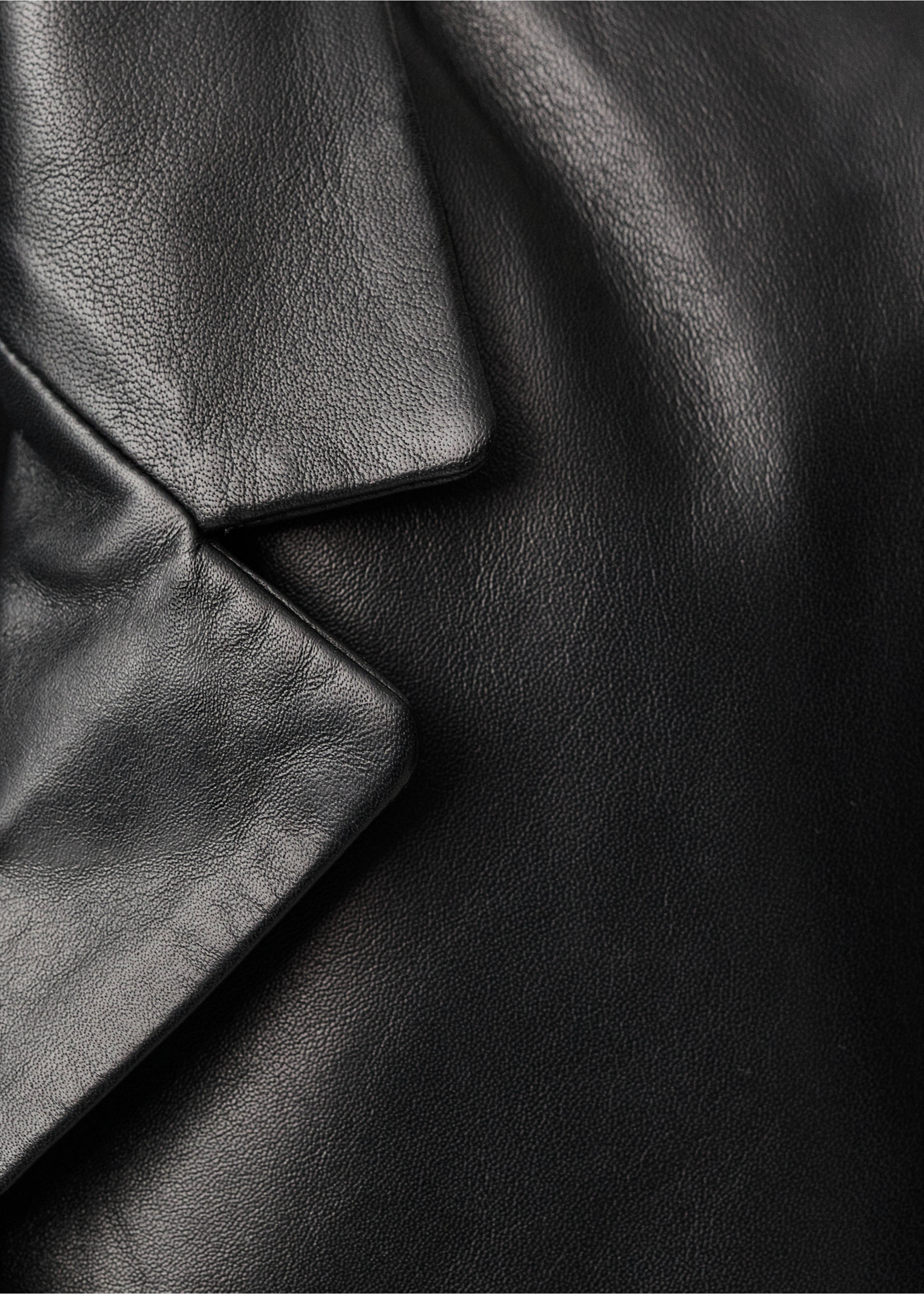 Leather jacket with buttons - Details of the article 0, Black. Ref: 87054418-00.