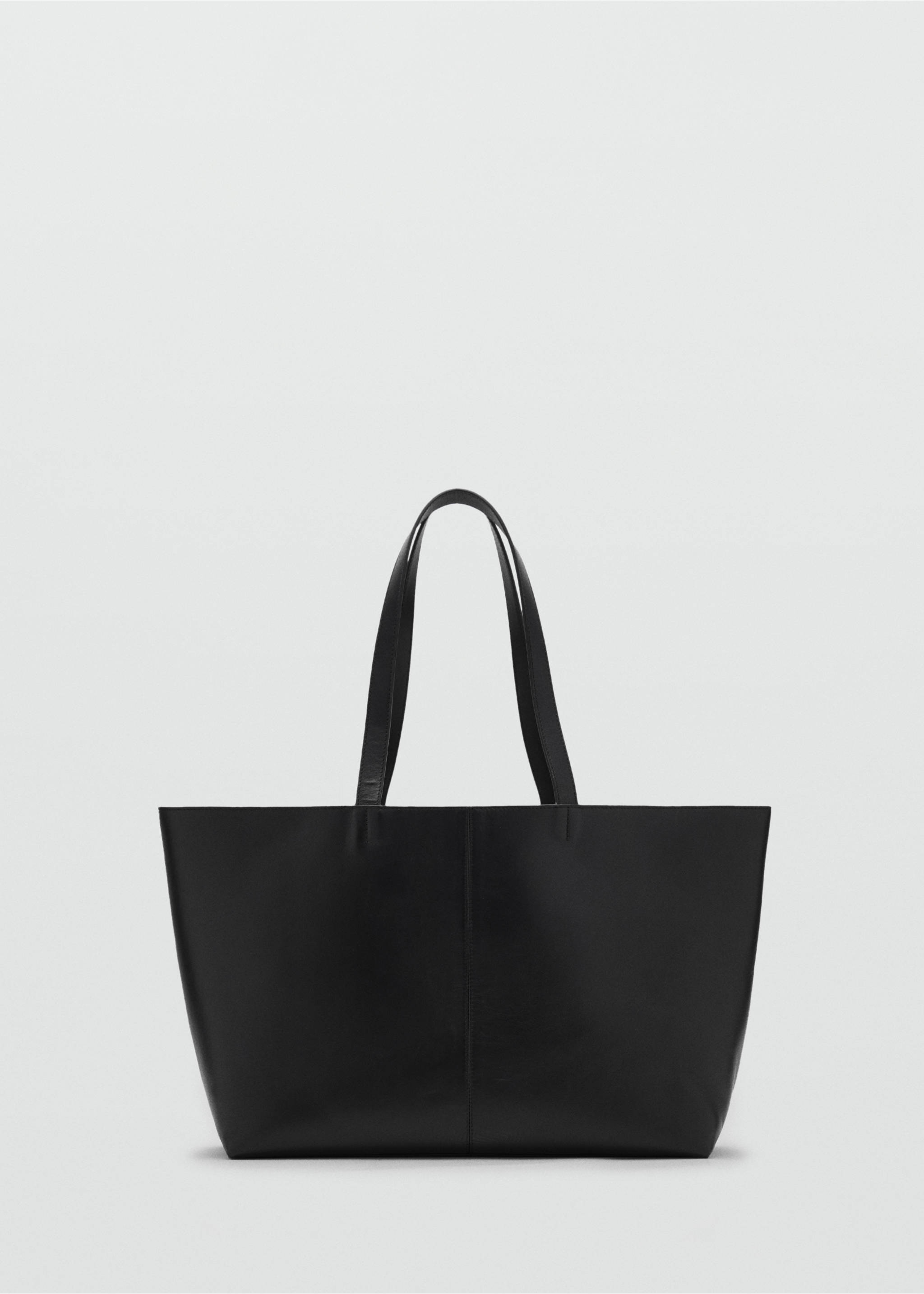 Large leather shopper bag - Article without model, Black. Ref: 87054419-00.
