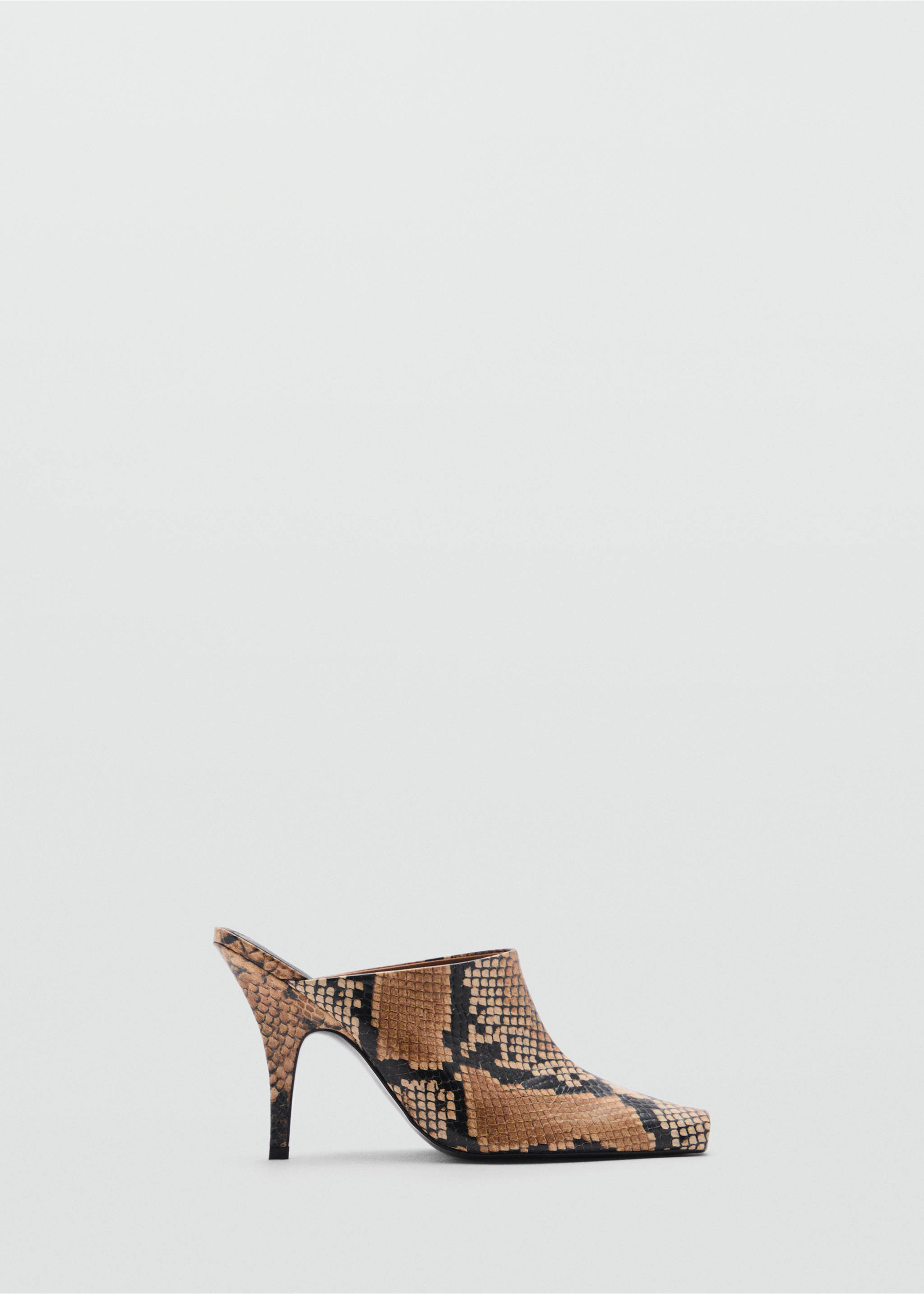 Animal-print open-back leather heeled shoes - Article without model, Beige. Ref: 87054423-00.