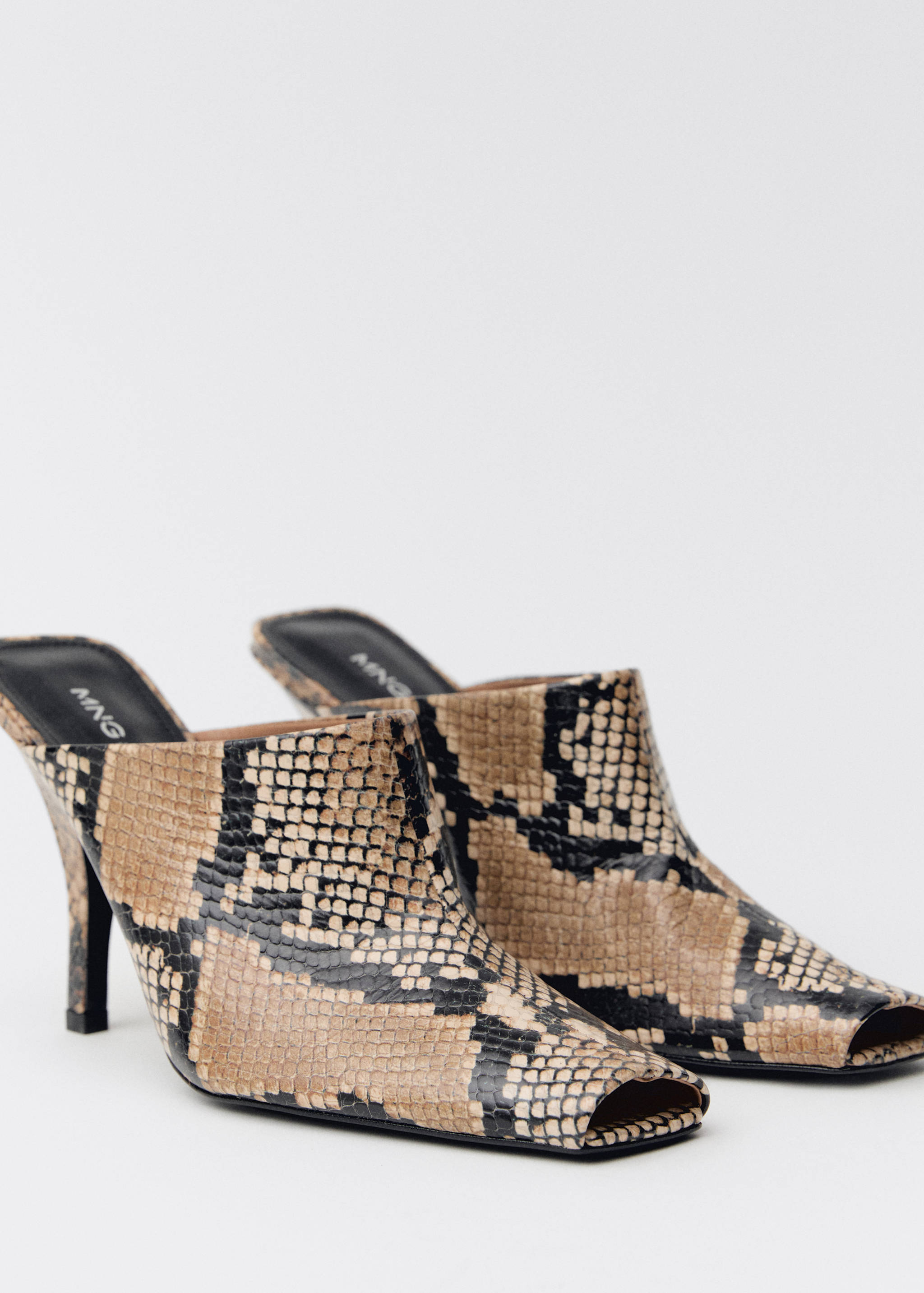 Leren slingback hakschoenen met animal print - Middenvlak