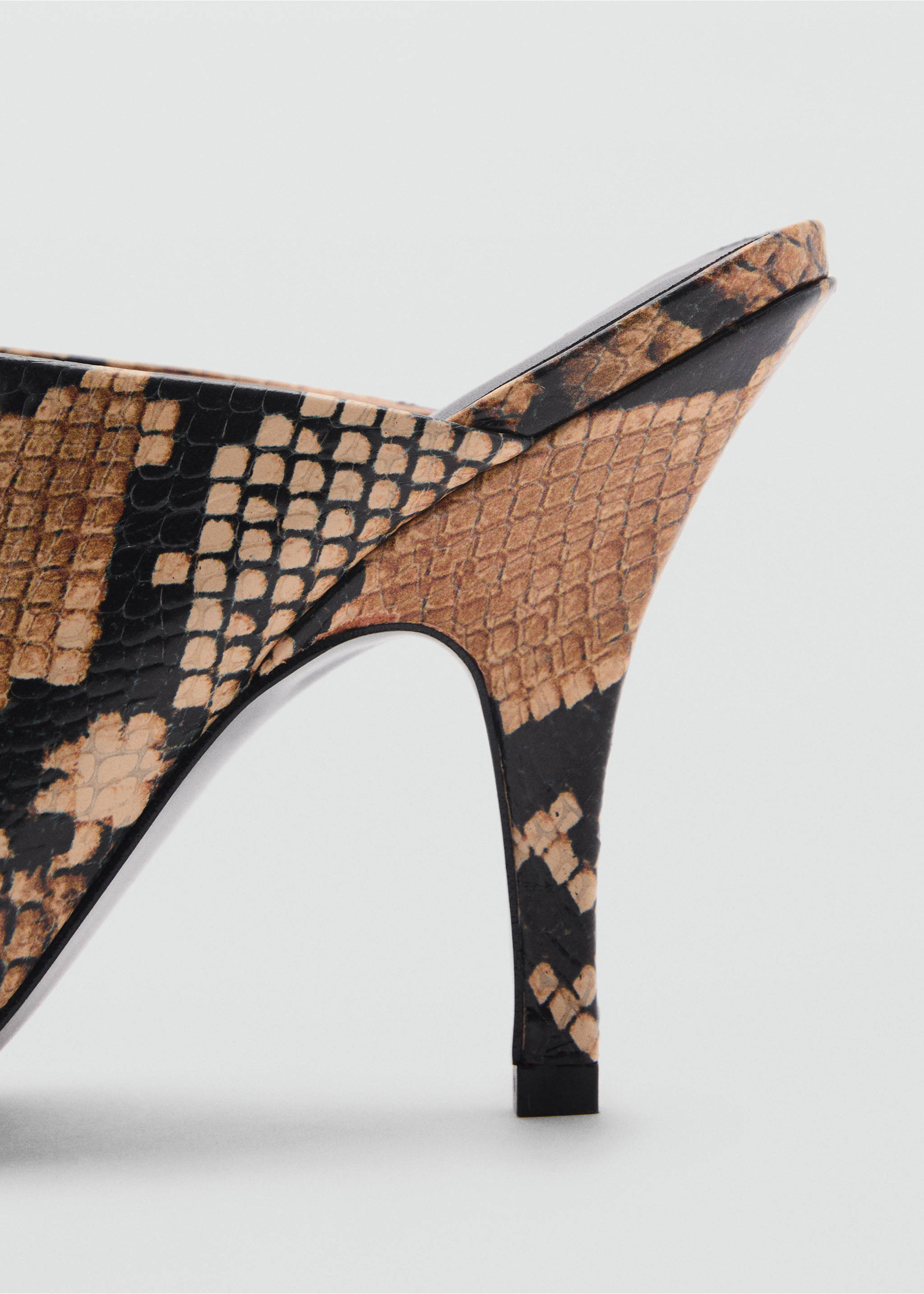 Animal-print open-back leather heeled shoes - Details of the article 1, Beige. Ref: 87054423-00.