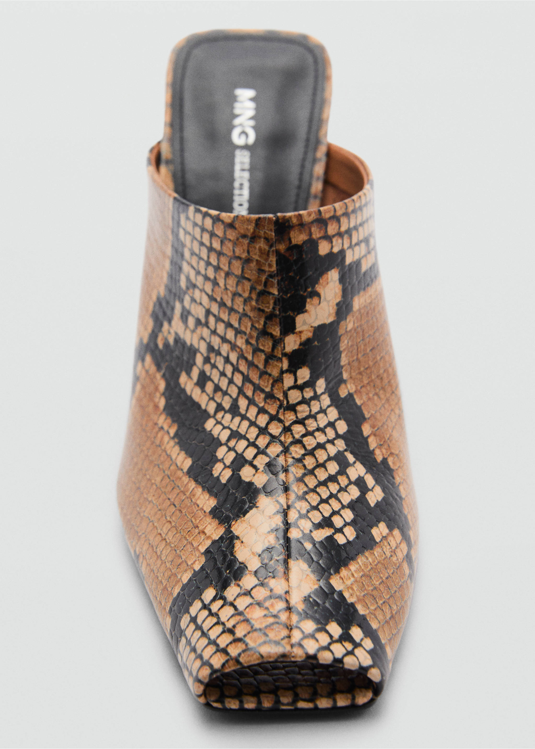 Animal-print open-back leather heeled shoes - Details of the article 2, Beige. Ref: 87054423-00.