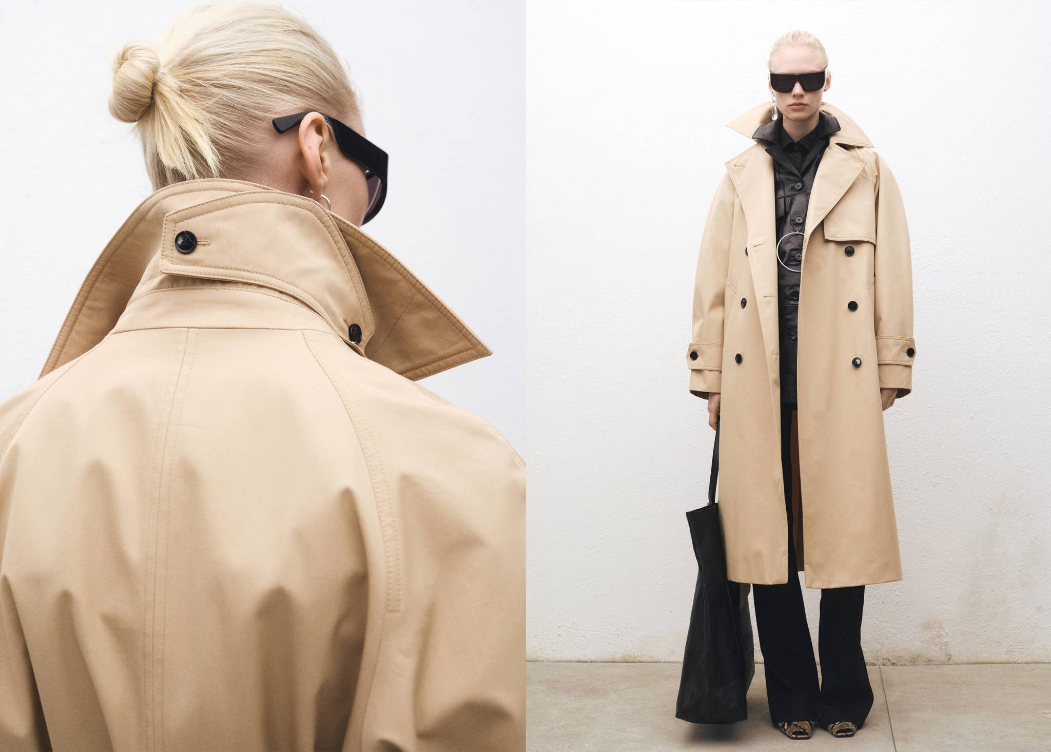 Long oversized cotton trench coat - Panoramic plane