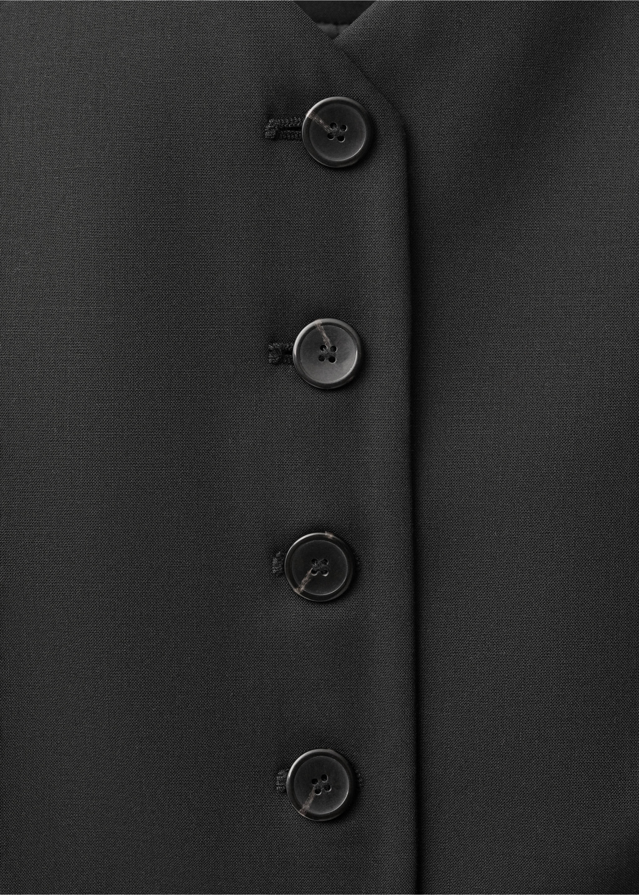 Wool-blend suit waistcoat - Details of the article 8, Black. Ref: 87054427-00.