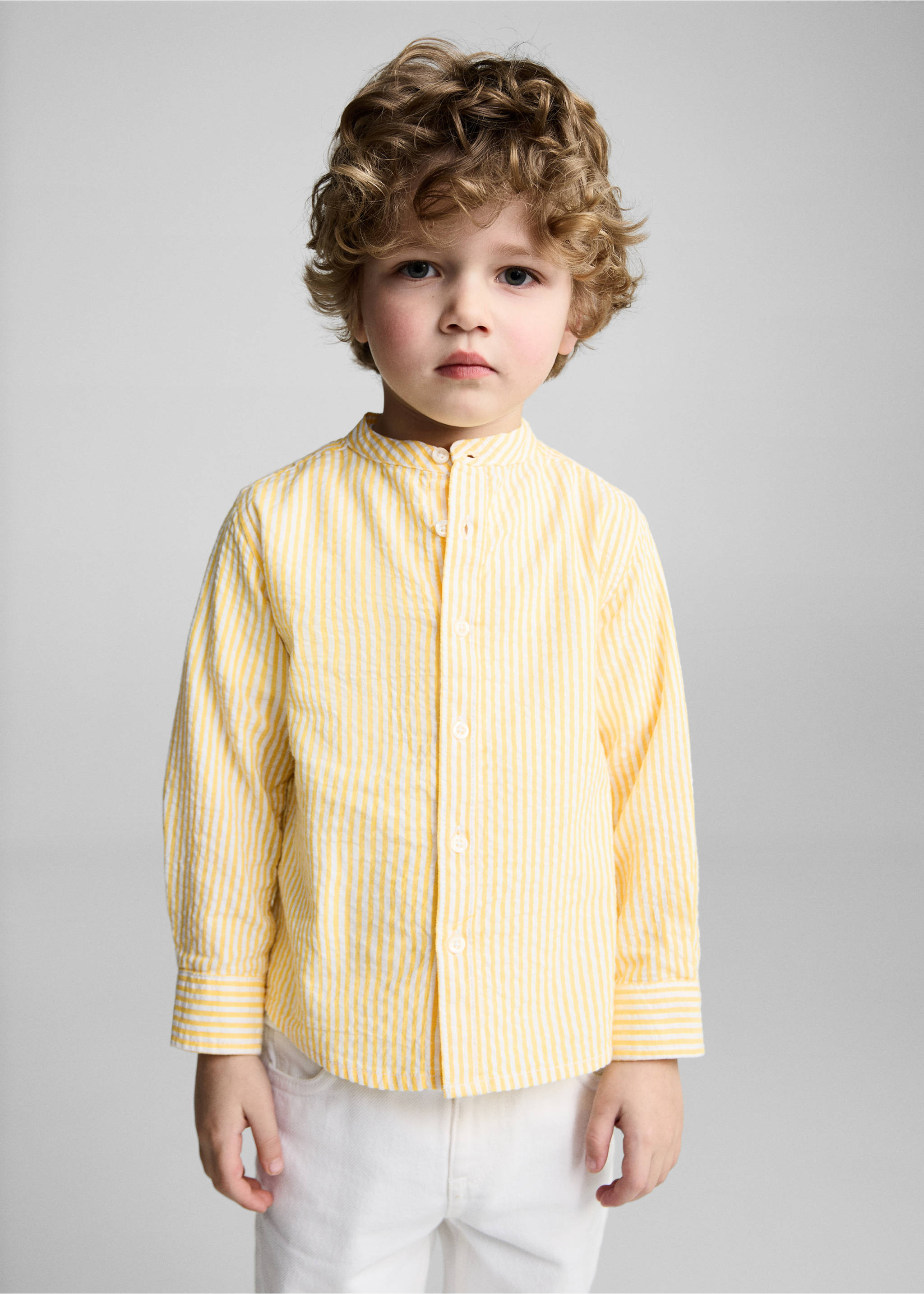 Fijngestreepte blouse - Middenvlak, Pastelgeel. Ref: 87054783-00.