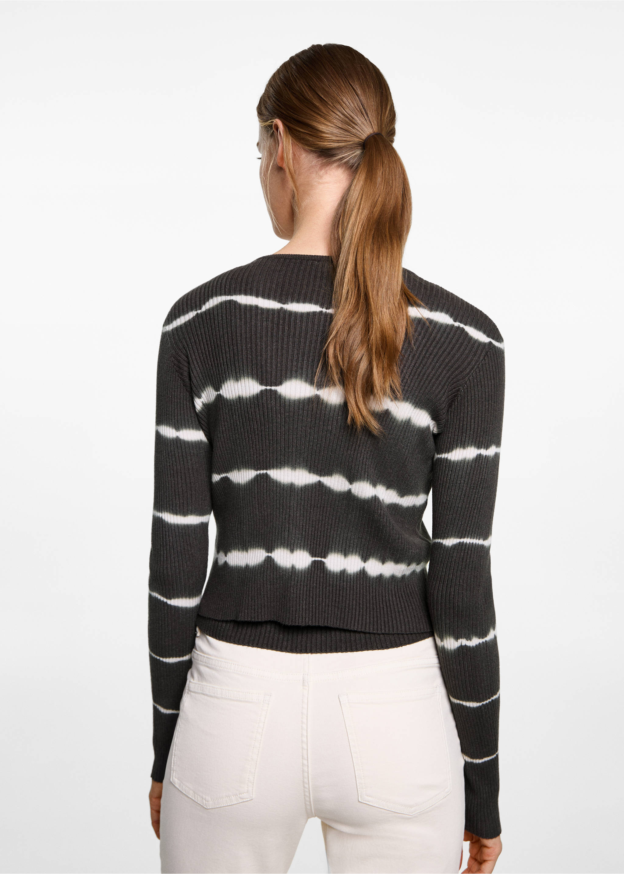 Feiner Strickcardigan - Rückseite des Artikels, Anthrazit. Ref: 87054786-00.